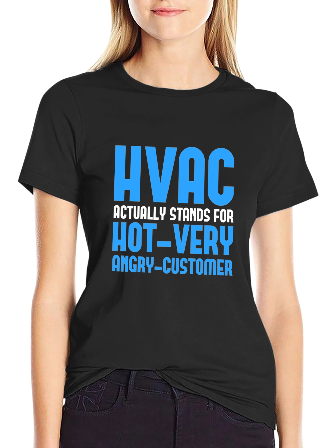 HVAC Hot Very Angry Customer Funny Black T-Shirt