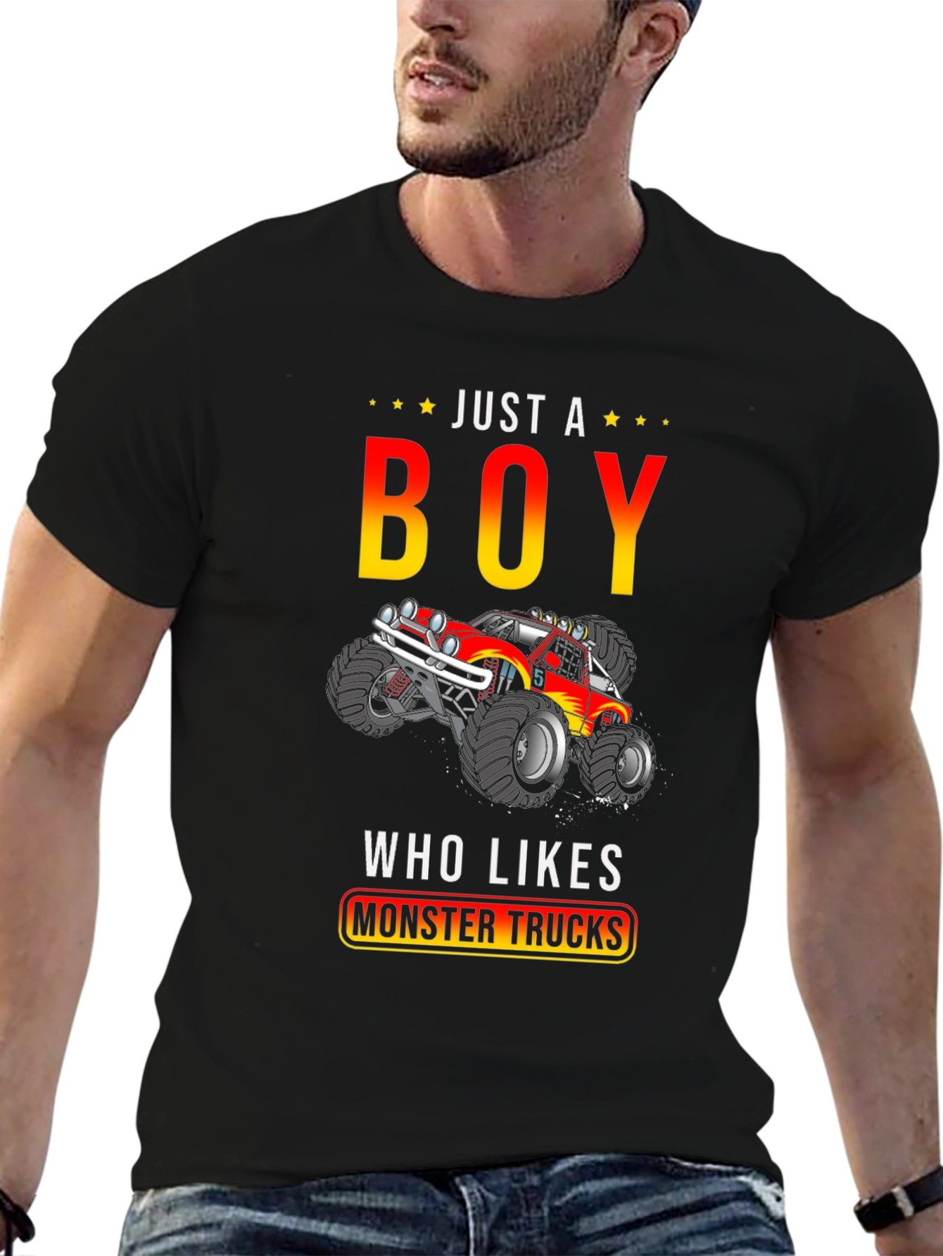 Just A Boy Who Likes Monster Trucks T-Shirt