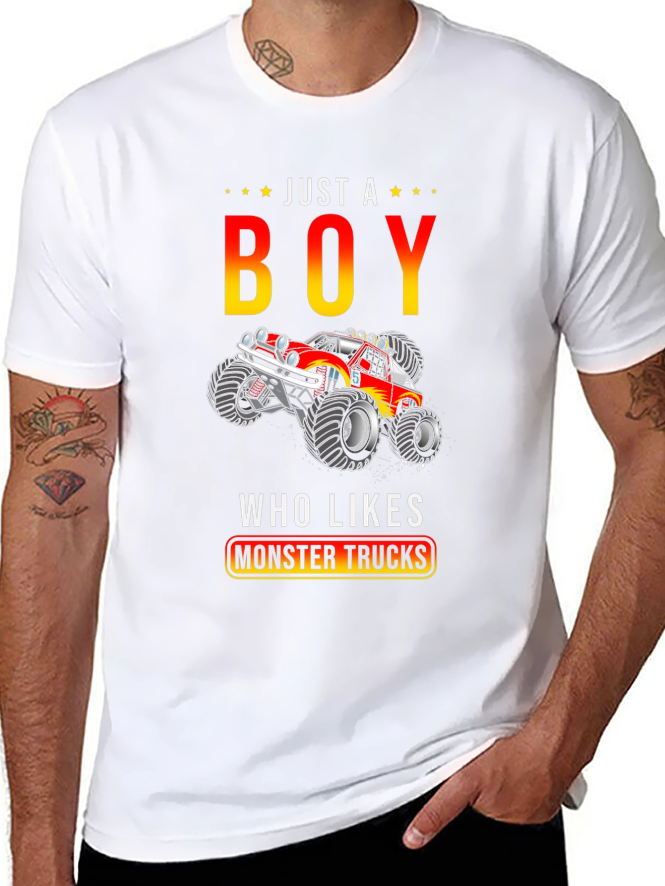 Just A Boy Who Likes Monster Trucks T-Shirt