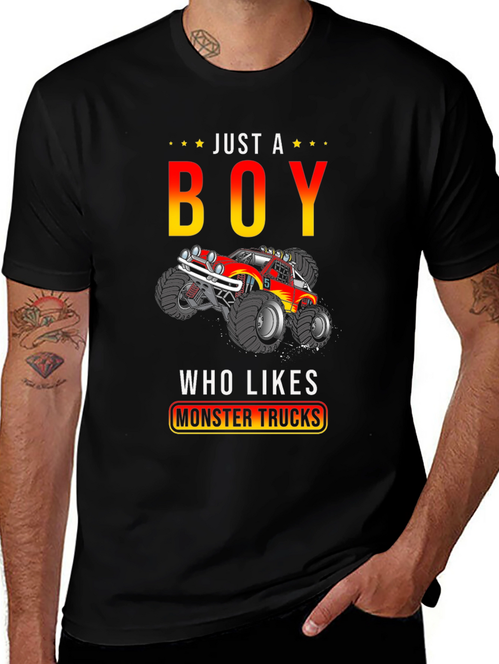 Just A Boy Who Likes Monster Trucks T-Shirt