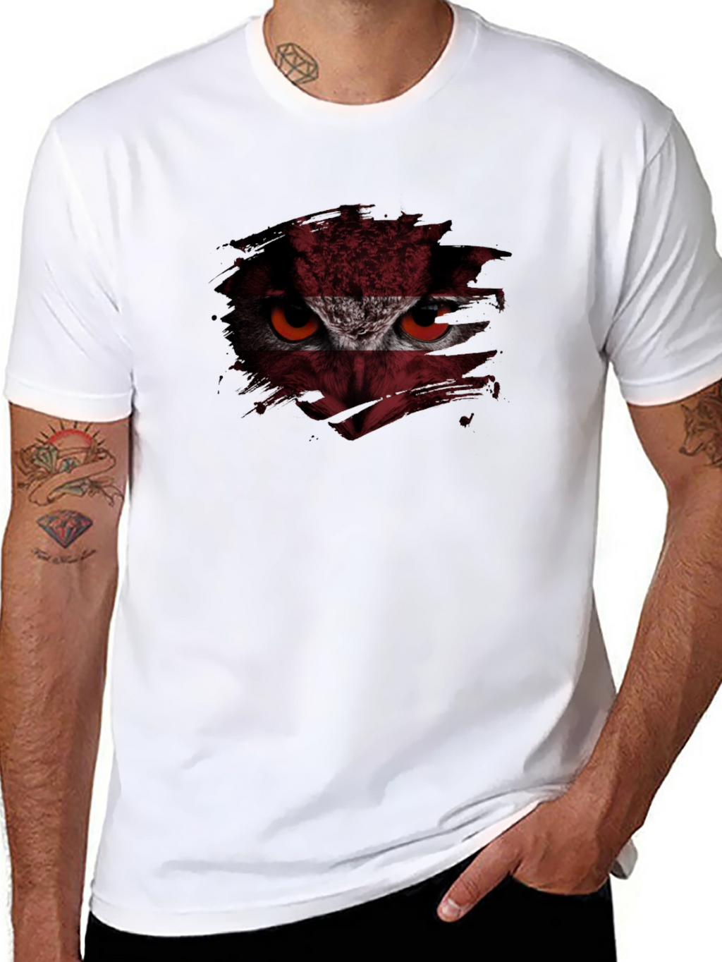 Owl Eyes Graphic Print Tee - Mens Black T-Shirt