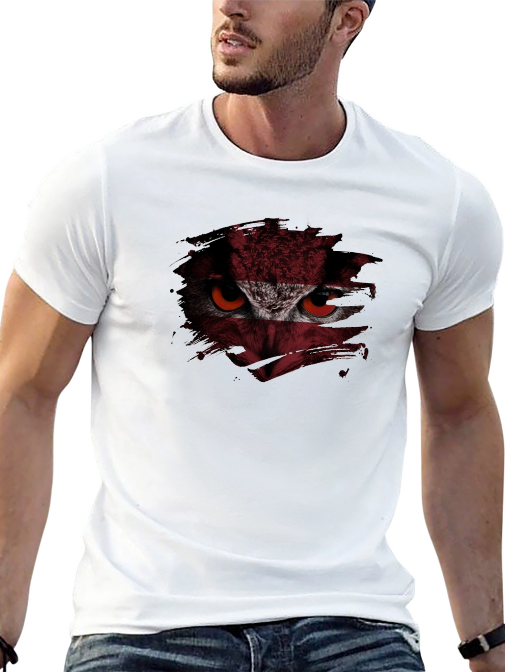 Owl Eyes Graphic Print Tee - Mens Black T-Shirt