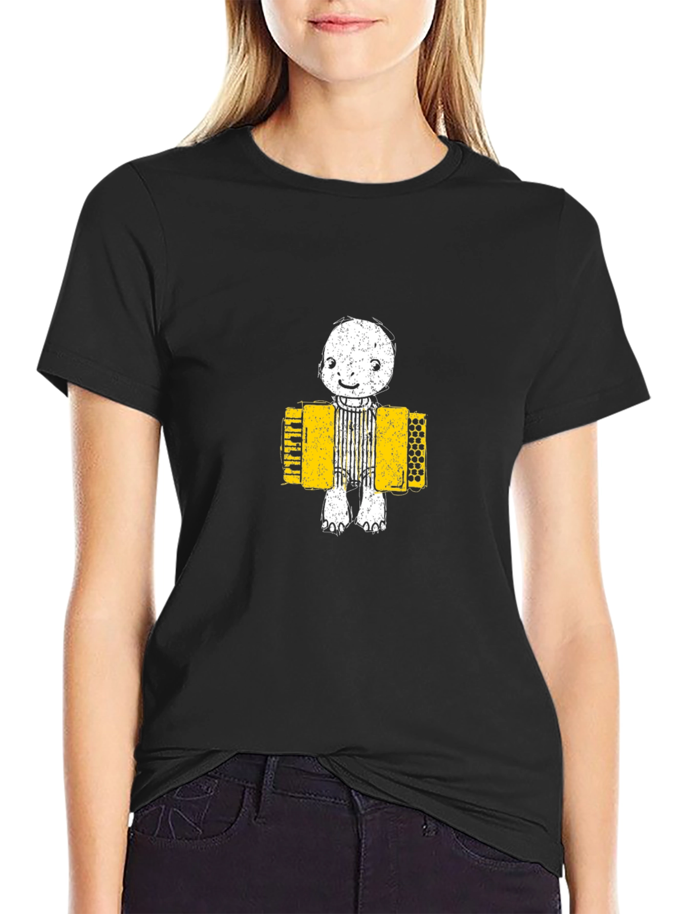 Accordion Player T-Shirt - Black Cotton Tee