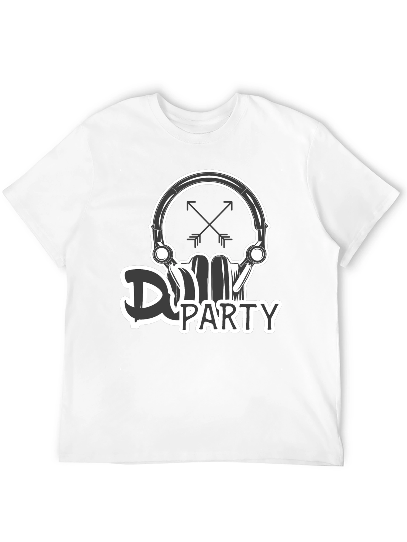 DJ Party Skull Graphic Black T-Shirt