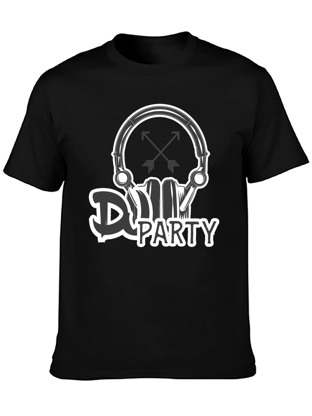 DJ Party Skull Graphic Black T-Shirt