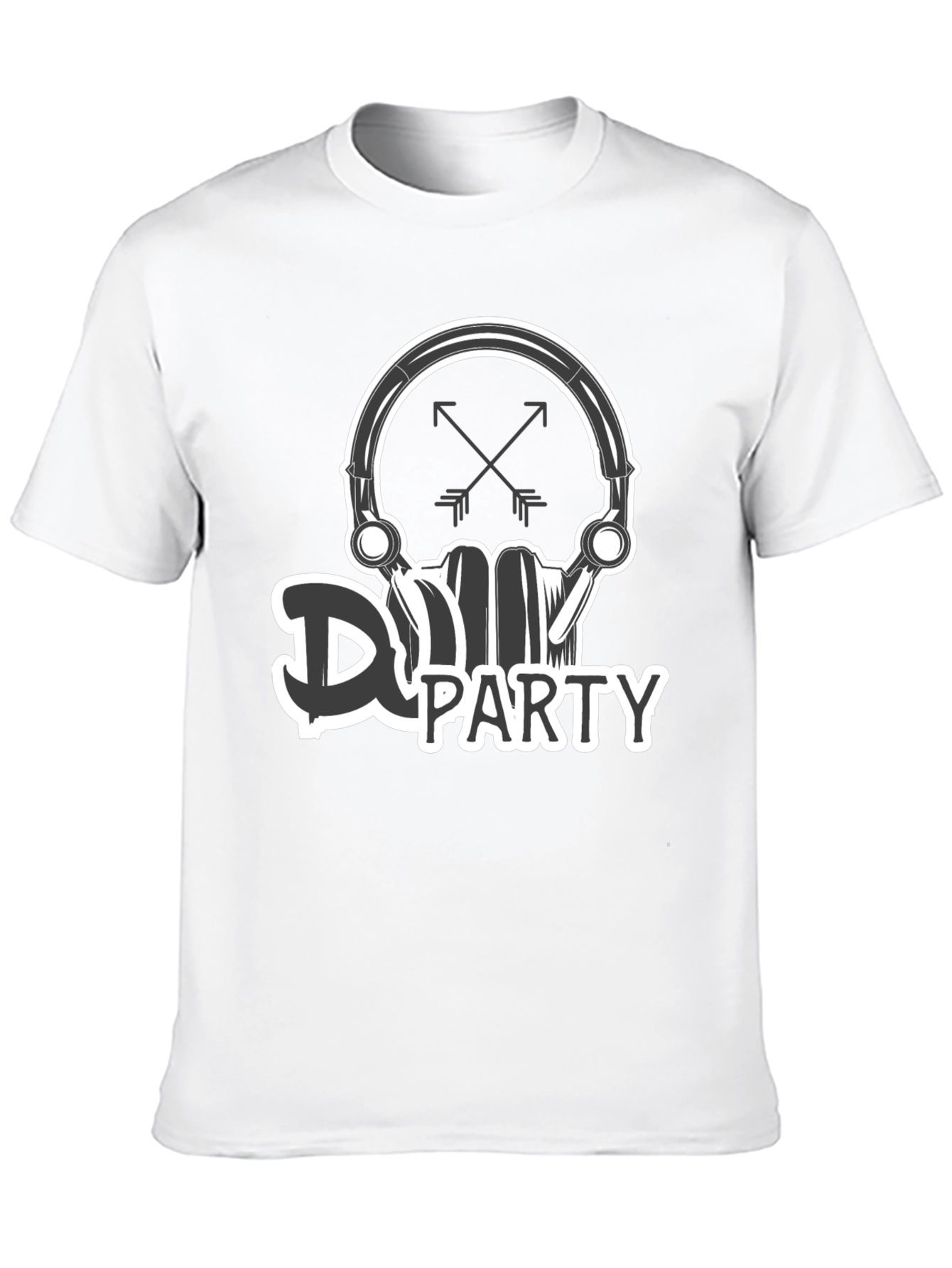 DJ Party Skull Graphic Black T-Shirt