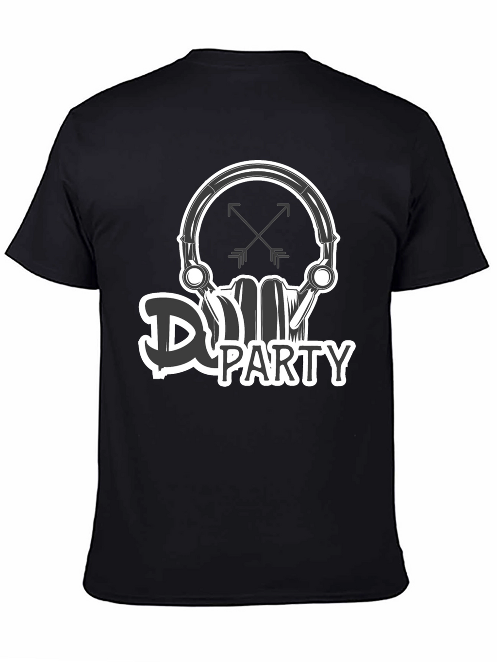 DJ Party Skull Graphic Black T-Shirt