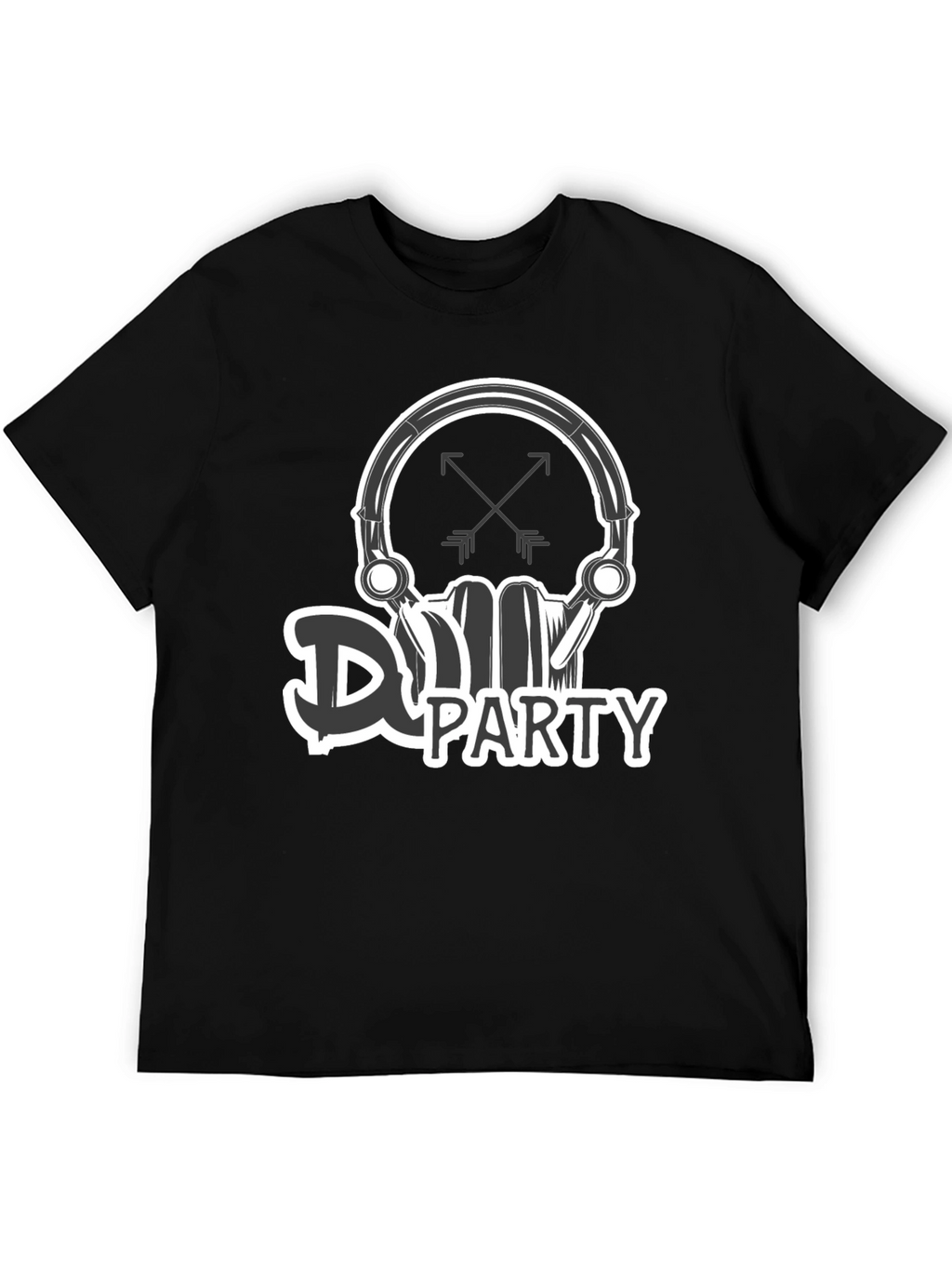 DJ Party Skull Graphic Black T-Shirt