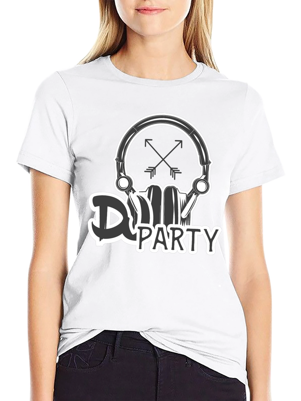 DJ Party Skull Graphic Black T-Shirt