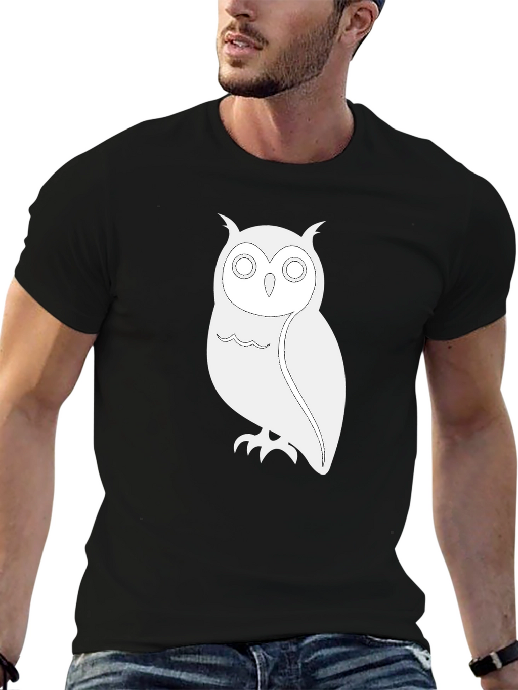 Owl Graphic T-Shirt - Black Cotton Tee