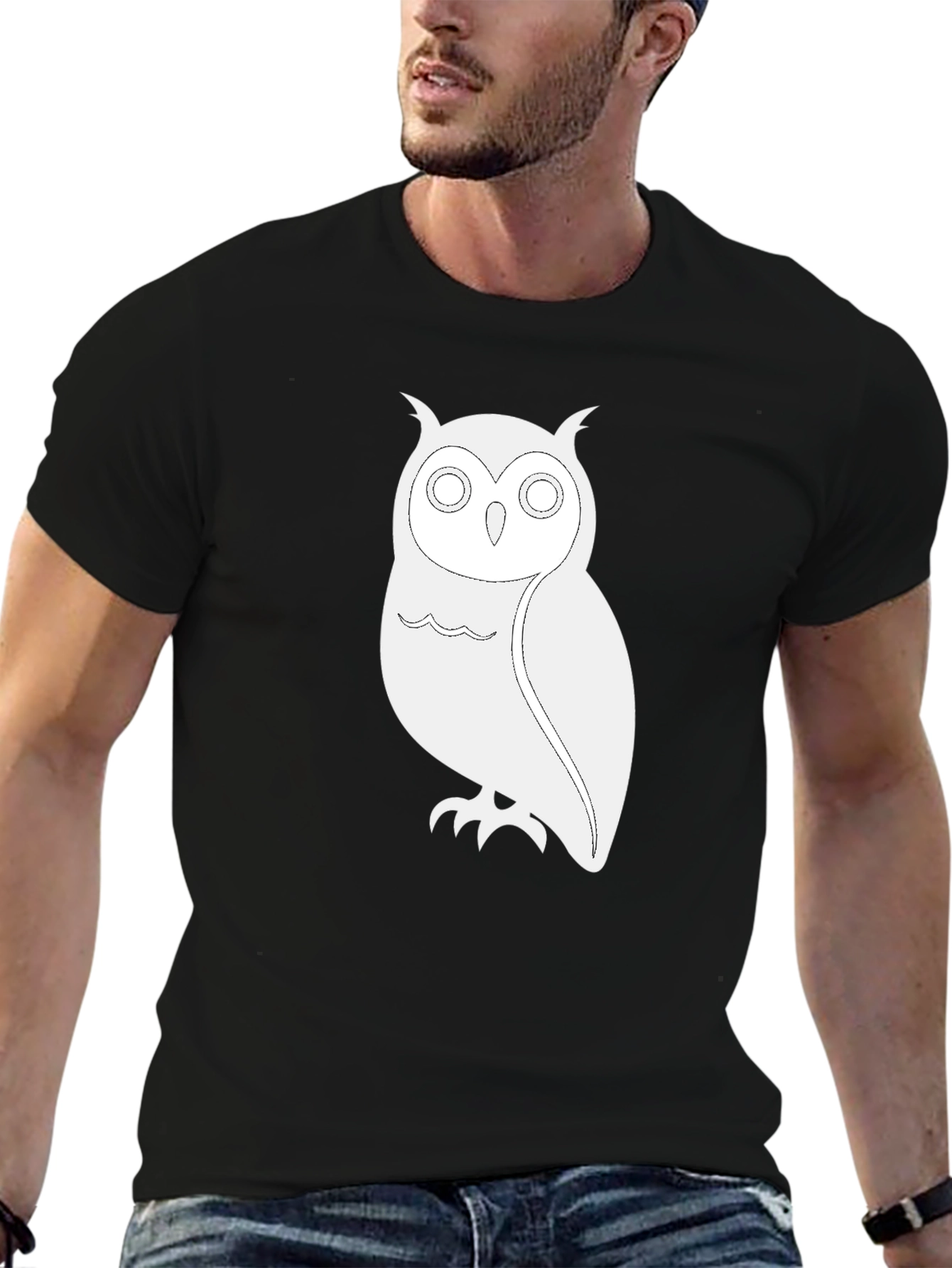 Owl Graphic T-Shirt - Black Cotton Tee