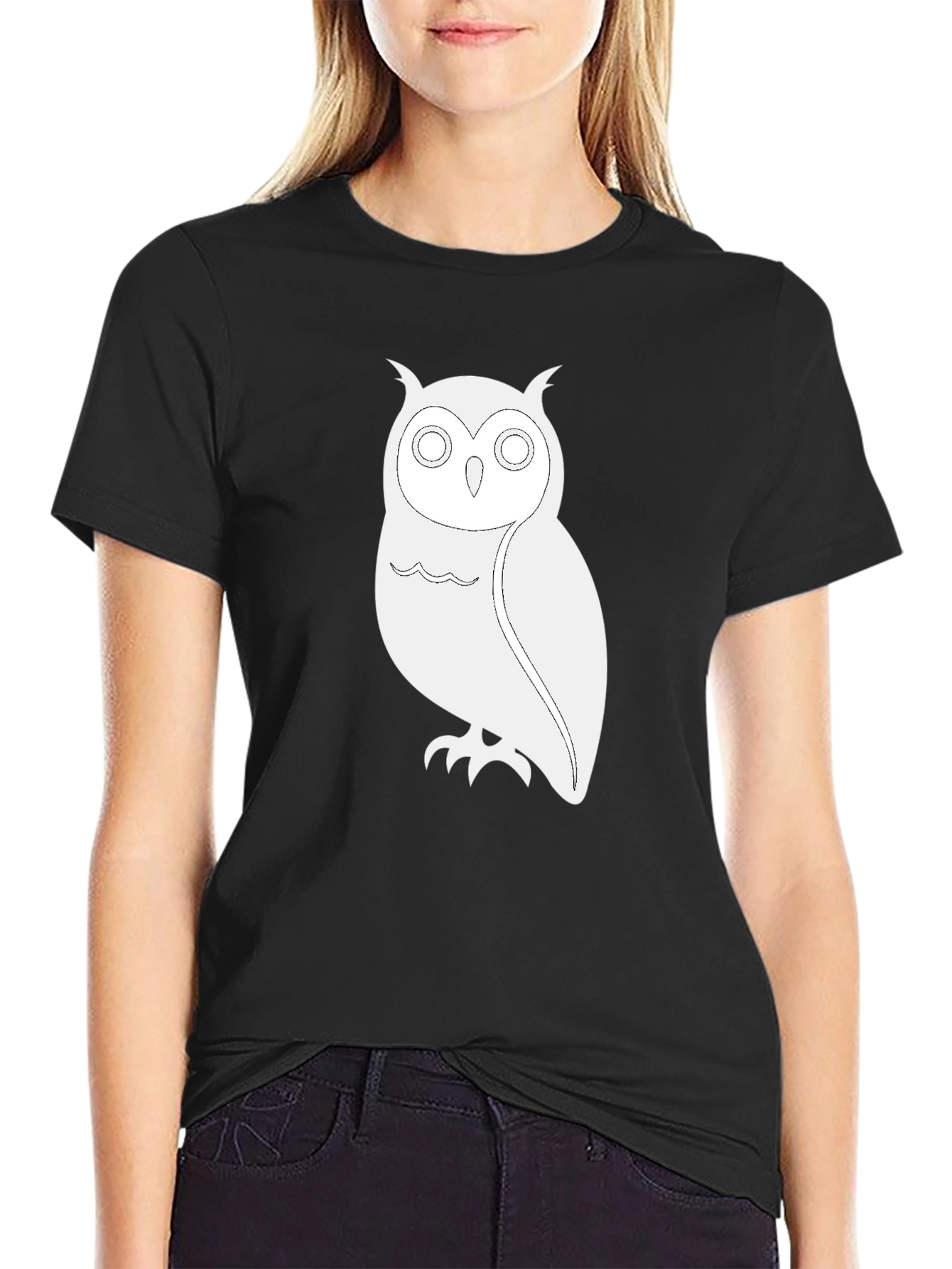 Owl Graphic T-Shirt - Black Cotton Tee