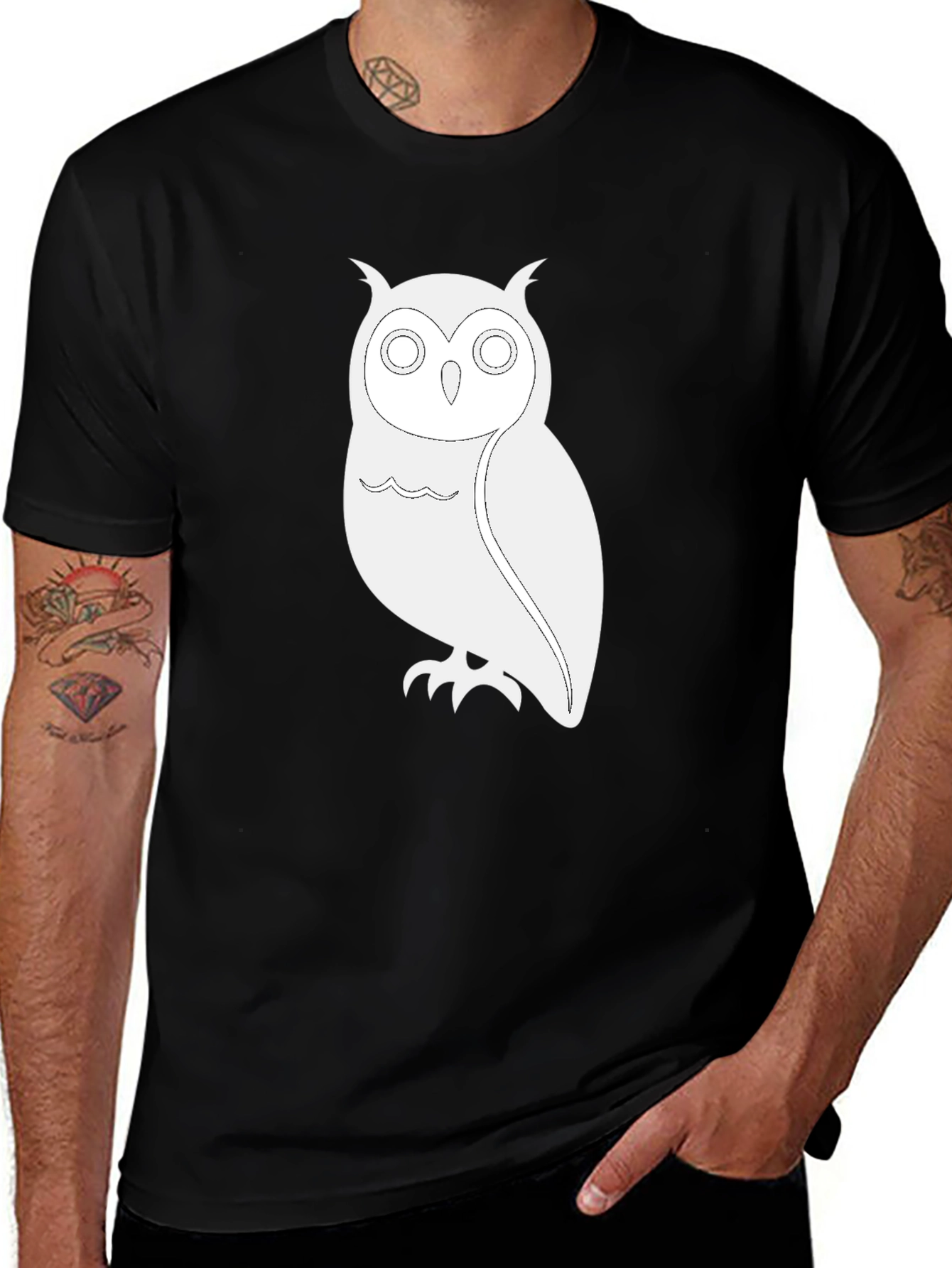 Owl Graphic T-Shirt - Black Cotton Tee