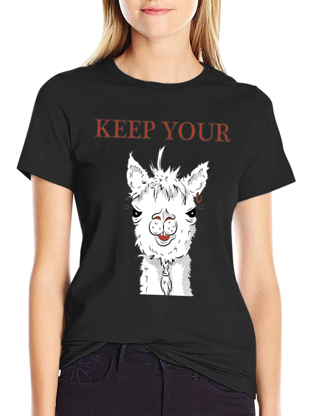 Keep Your Distance Llama Graphic Tee - Black