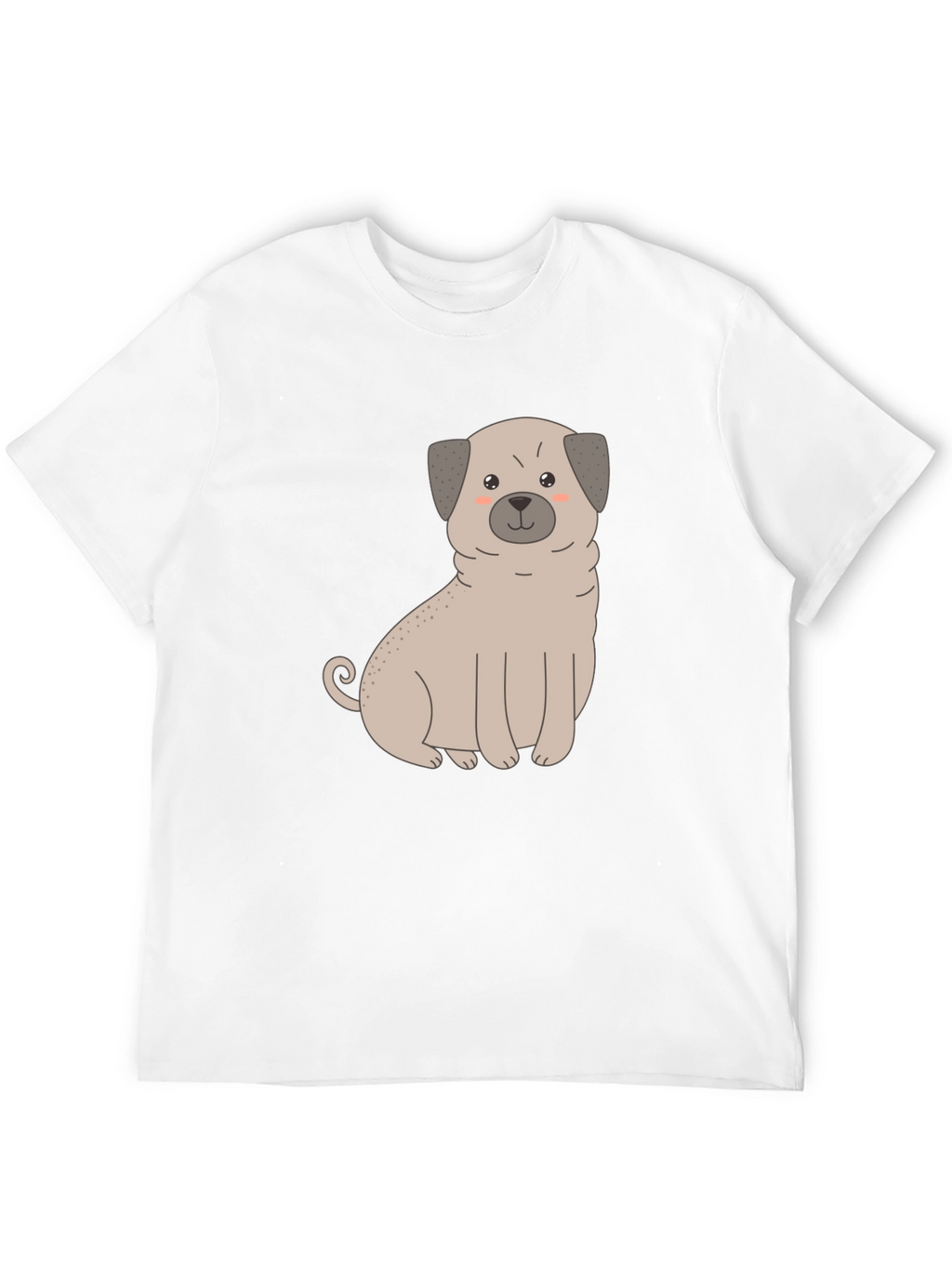 Cute Pug Dog Graphic T-Shirt - Black Cotton Blend
