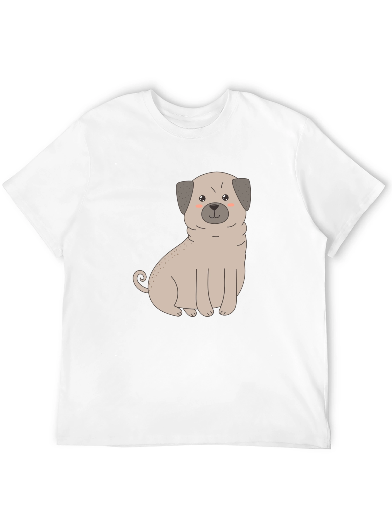 Cute Pug Dog Graphic T-Shirt - Black Cotton Blend