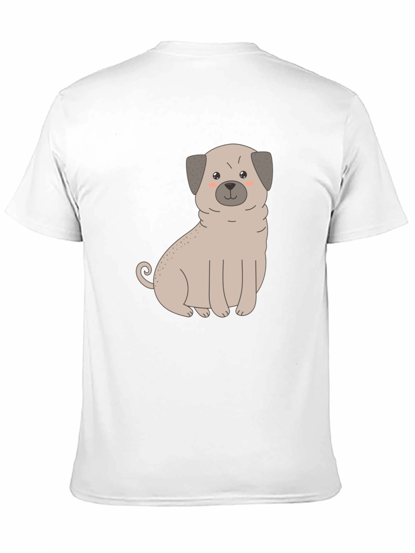 Cute Pug Dog Graphic T-Shirt - Black Cotton Blend