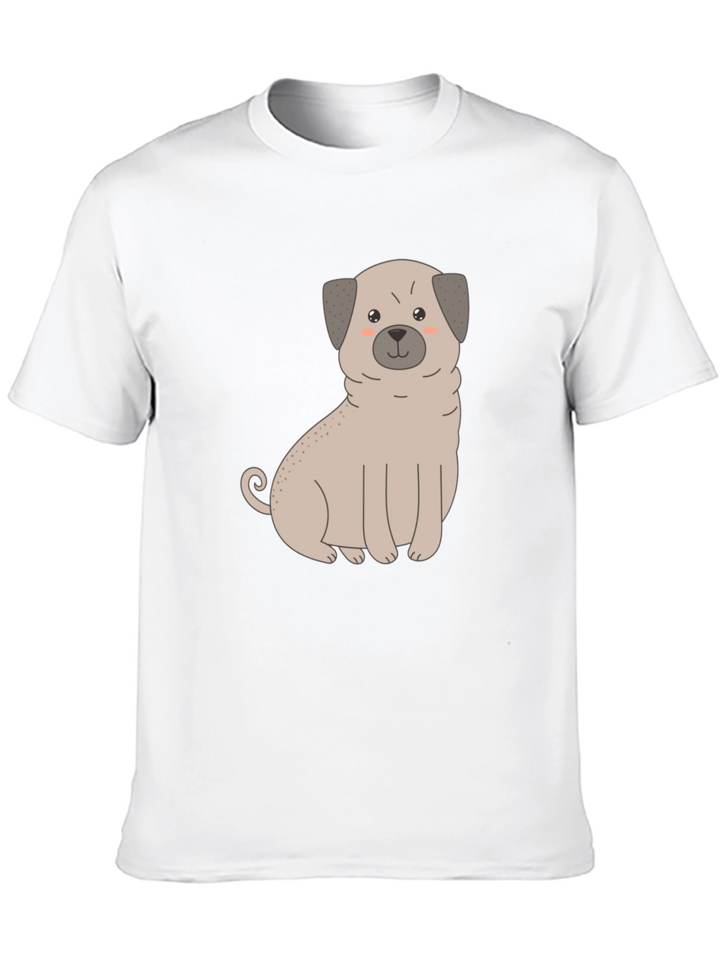 Cute Pug Dog Graphic T-Shirt - Black Cotton Blend