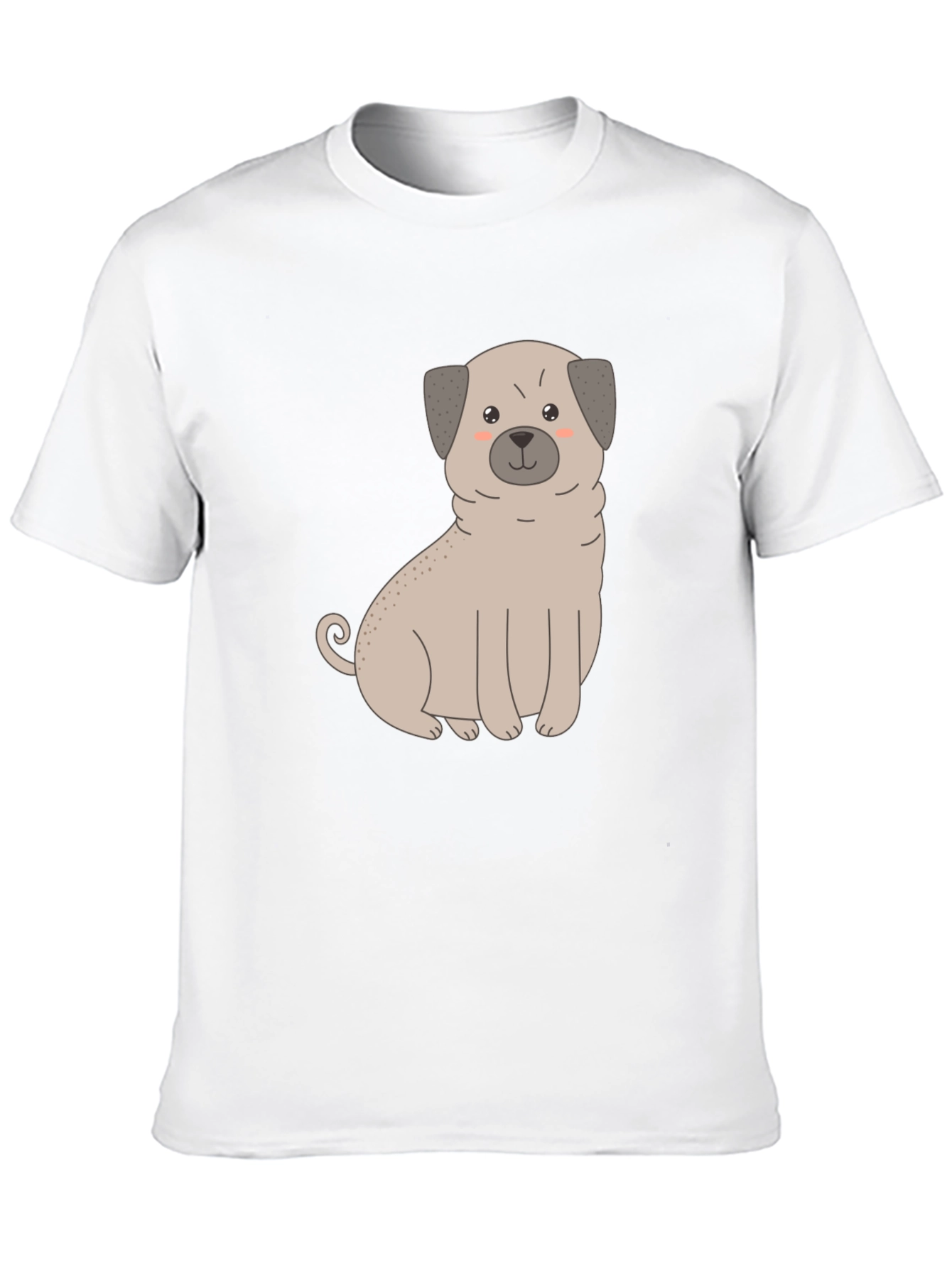 Cute Pug Dog Graphic T-Shirt - Black Cotton Blend