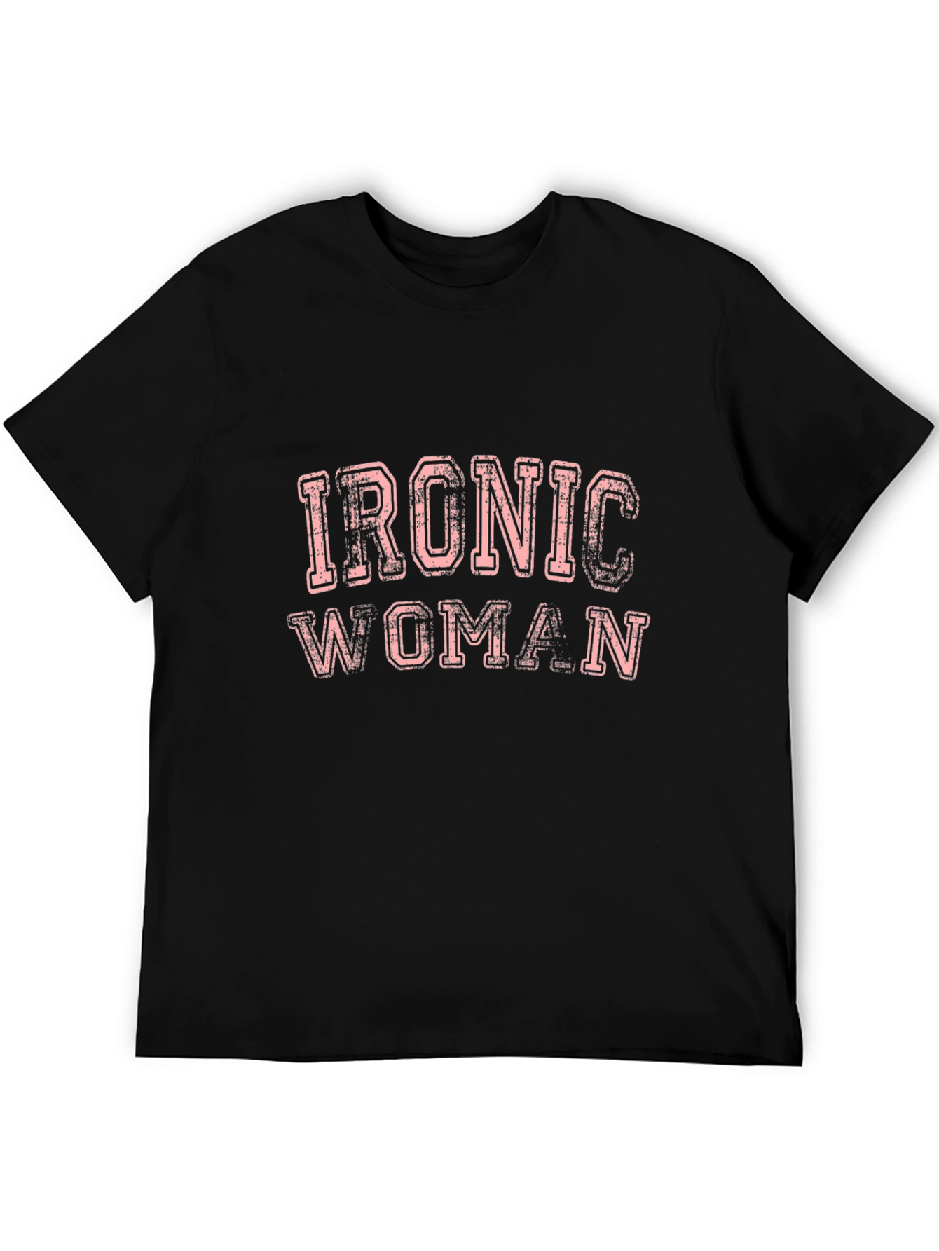 Ironic Woman Graphic Tee - Black Cotton T-Shirt