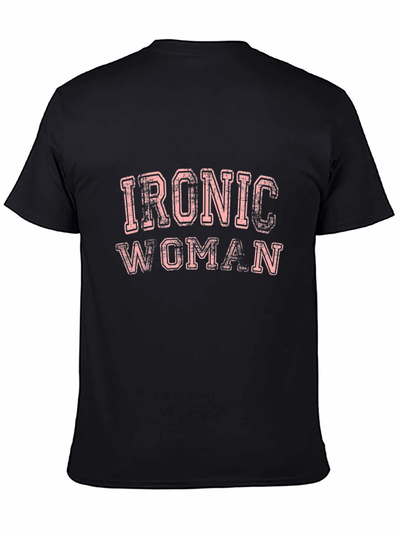 Ironic Woman Graphic Tee - Black Cotton T-Shirt