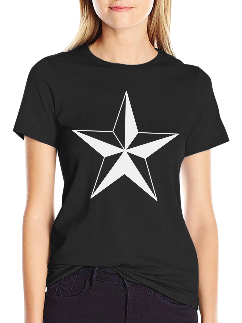 Nautical Star Graphic Tee - Black Cotton Blend