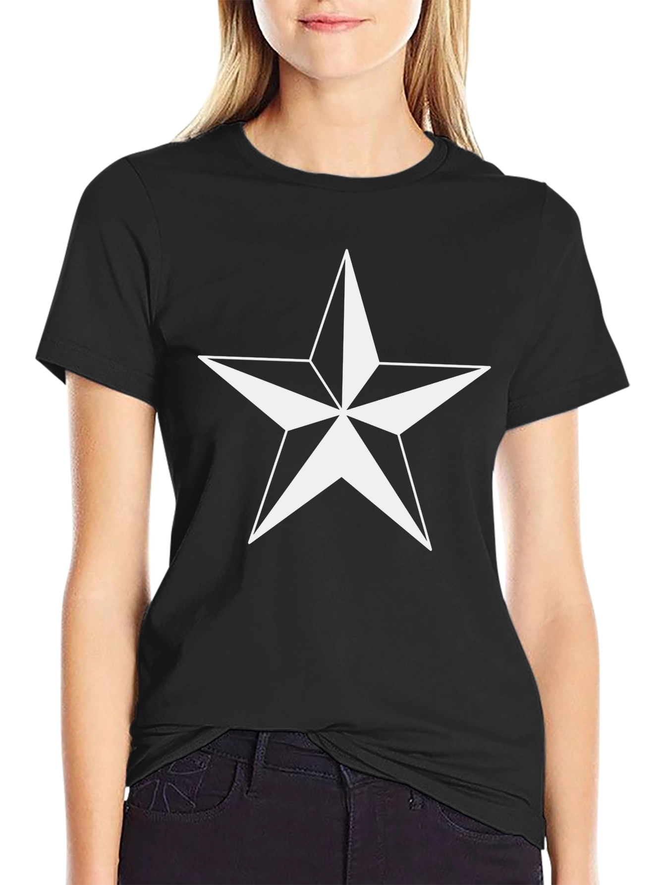 Nautical Star Graphic Tee - Black Cotton Blend