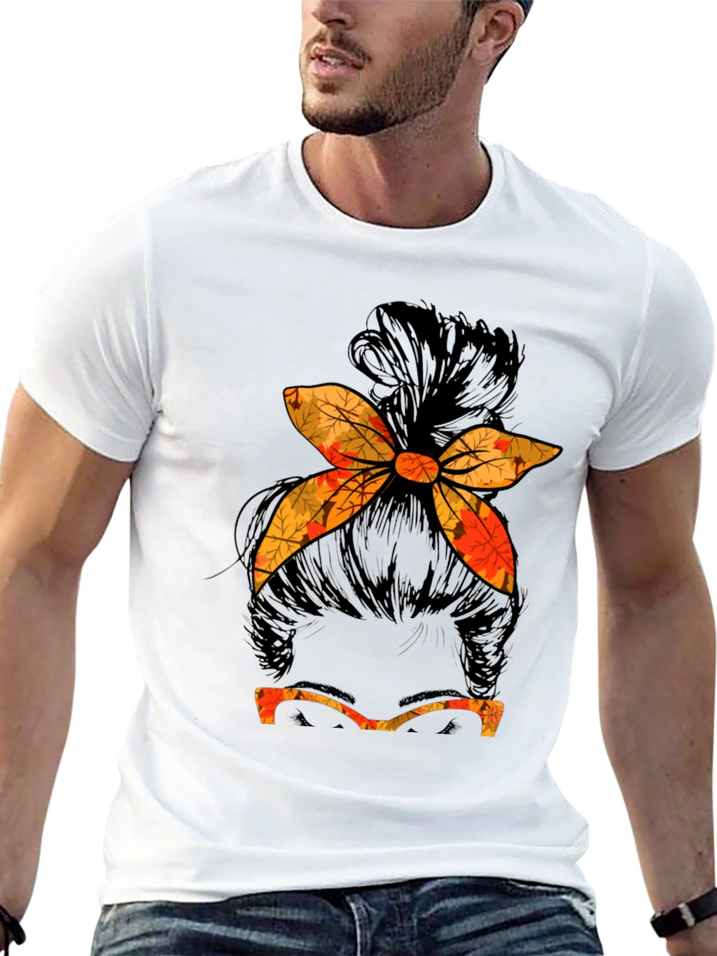 Fall Messy Bun T-Shirt
