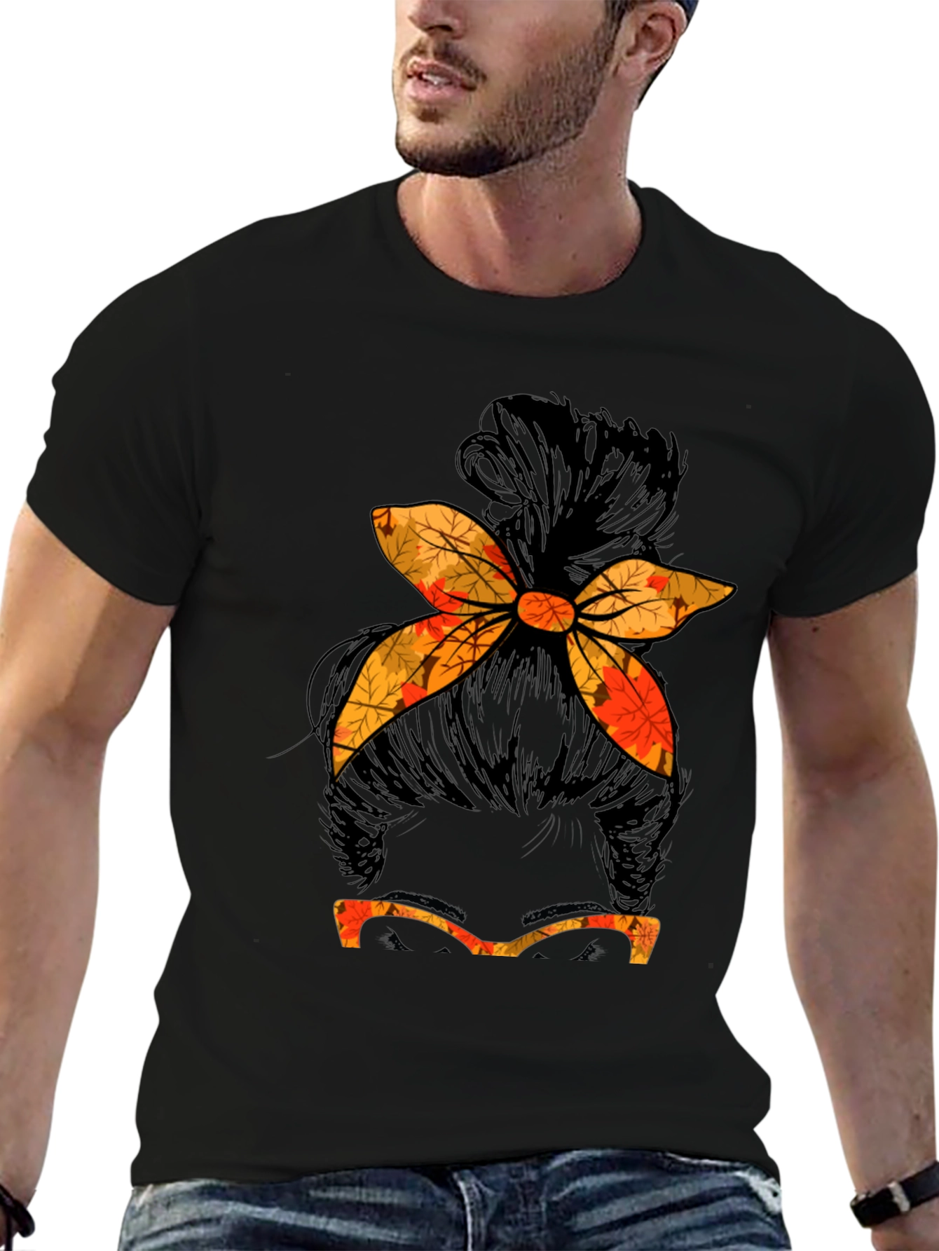 Fall Messy Bun T-Shirt