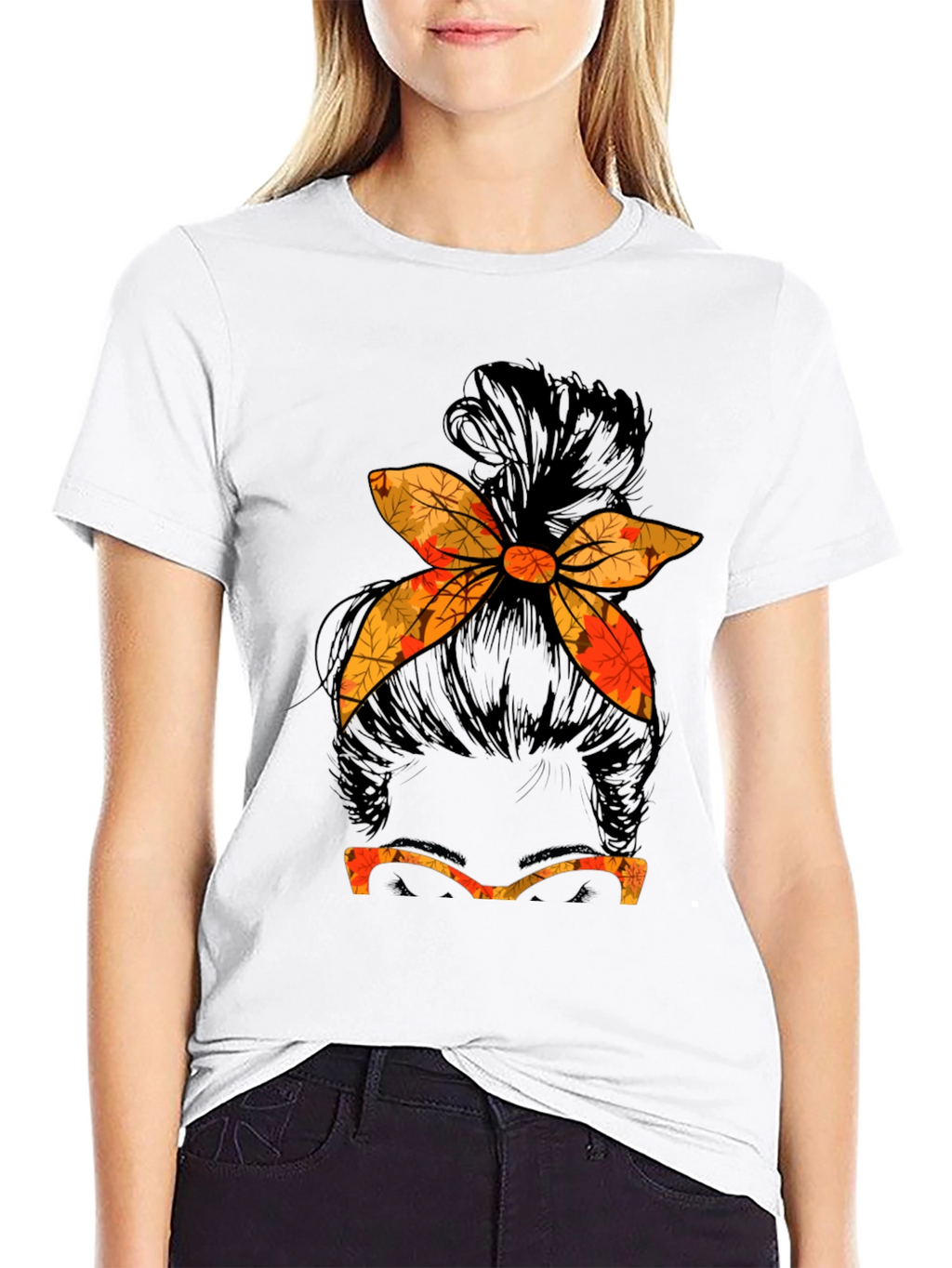 Fall Messy Bun T-Shirt