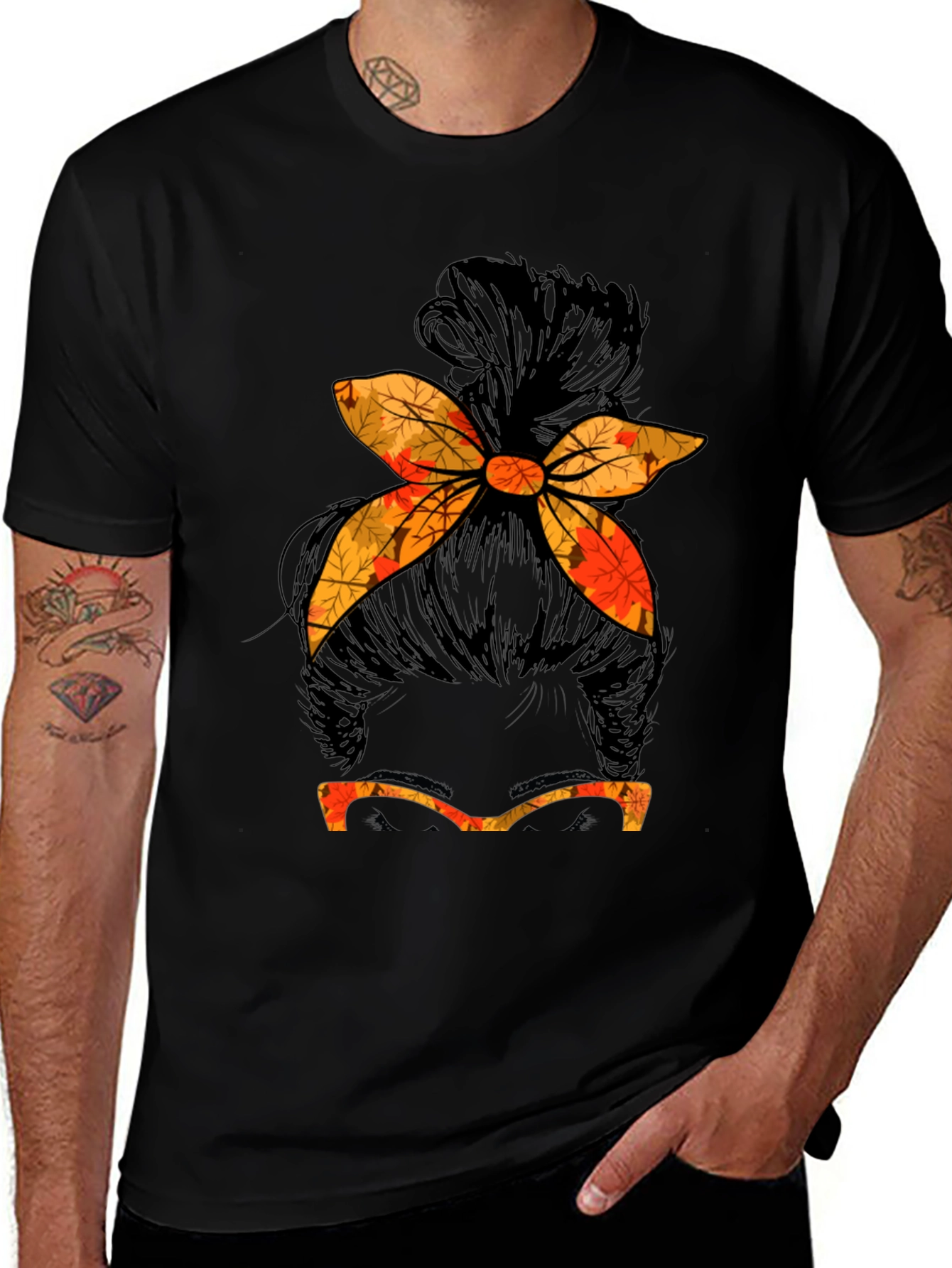 Fall Messy Bun T-Shirt