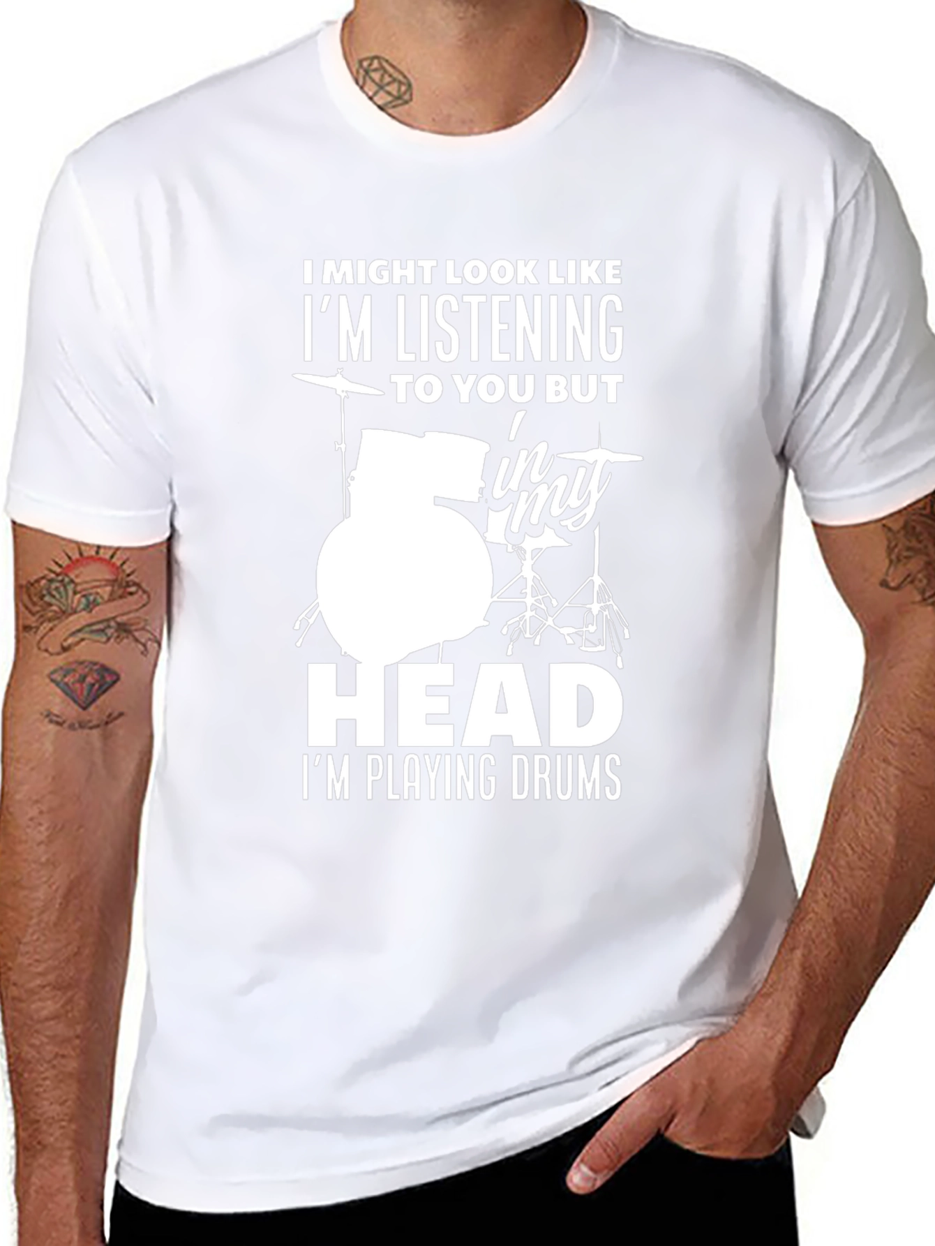 Drummer Humor T-Shirt - In My Head Im Playing Drums