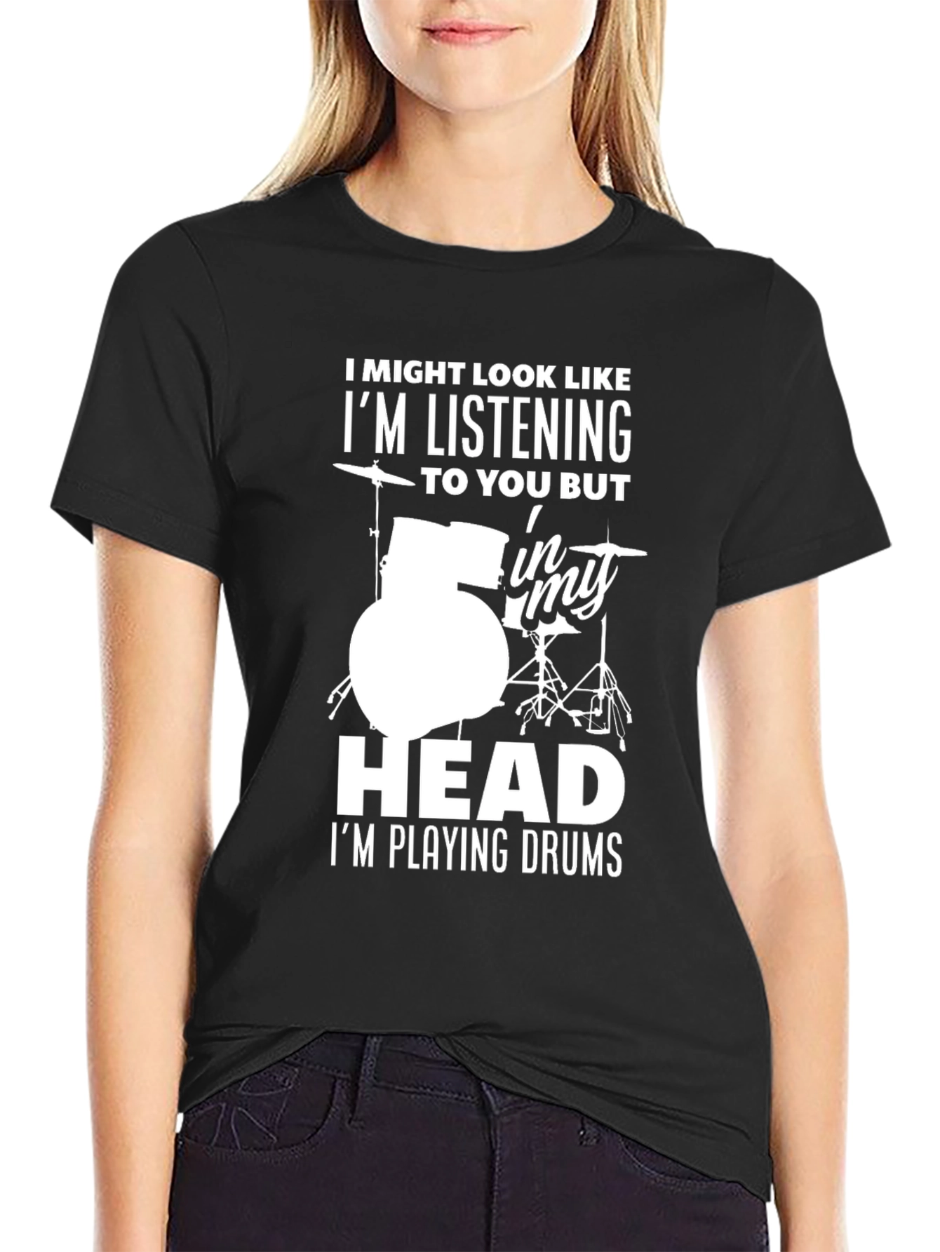 Drummer Humor T-Shirt - In My Head Im Playing Drums