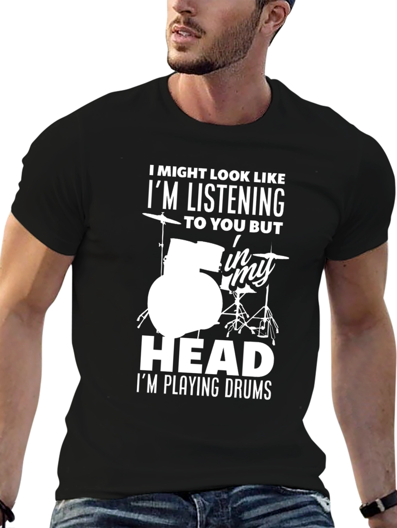 Drummer Humor T-Shirt - In My Head Im Playing Drums