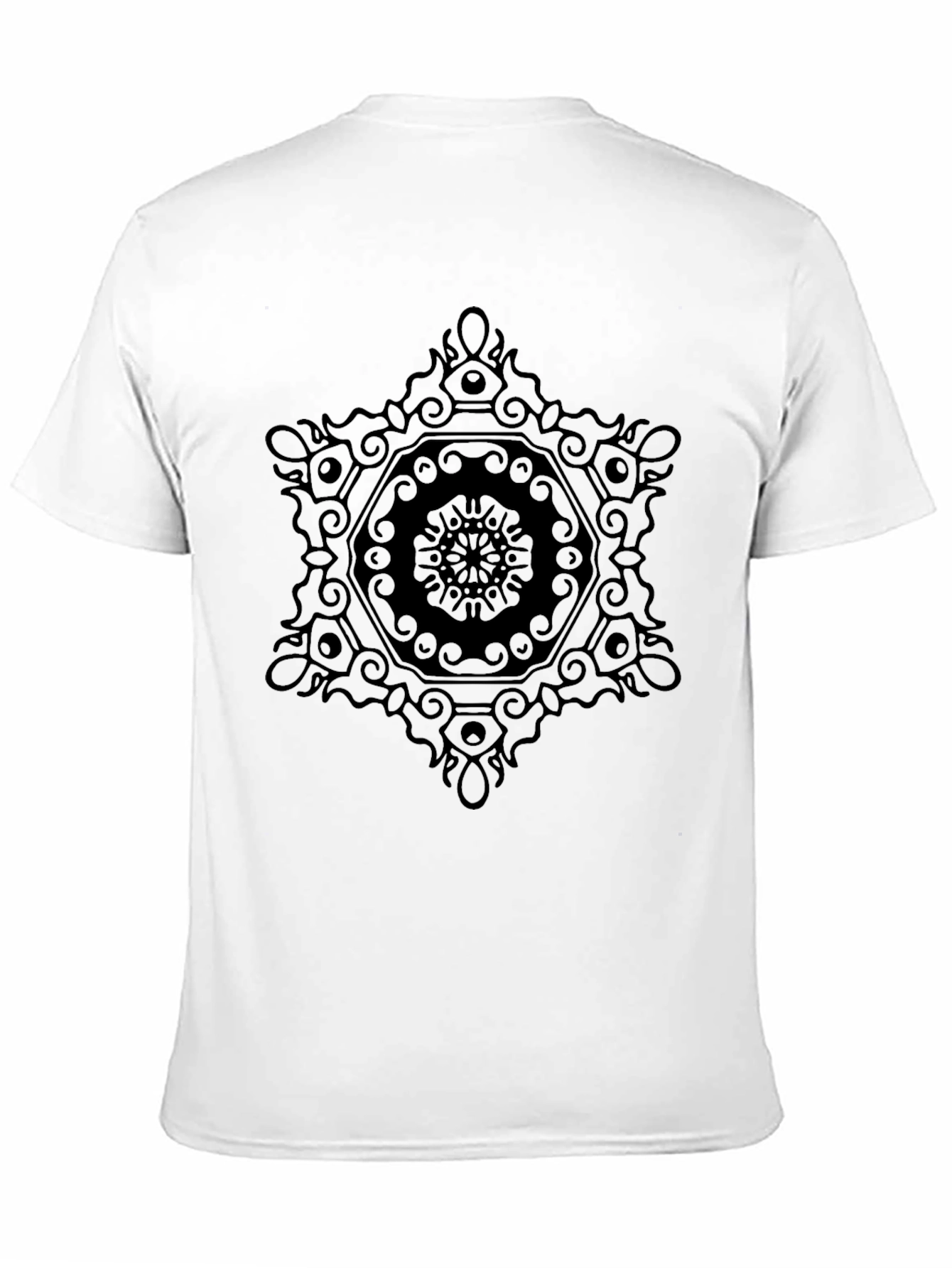 Geometric Mandala Print Black T-Shirt