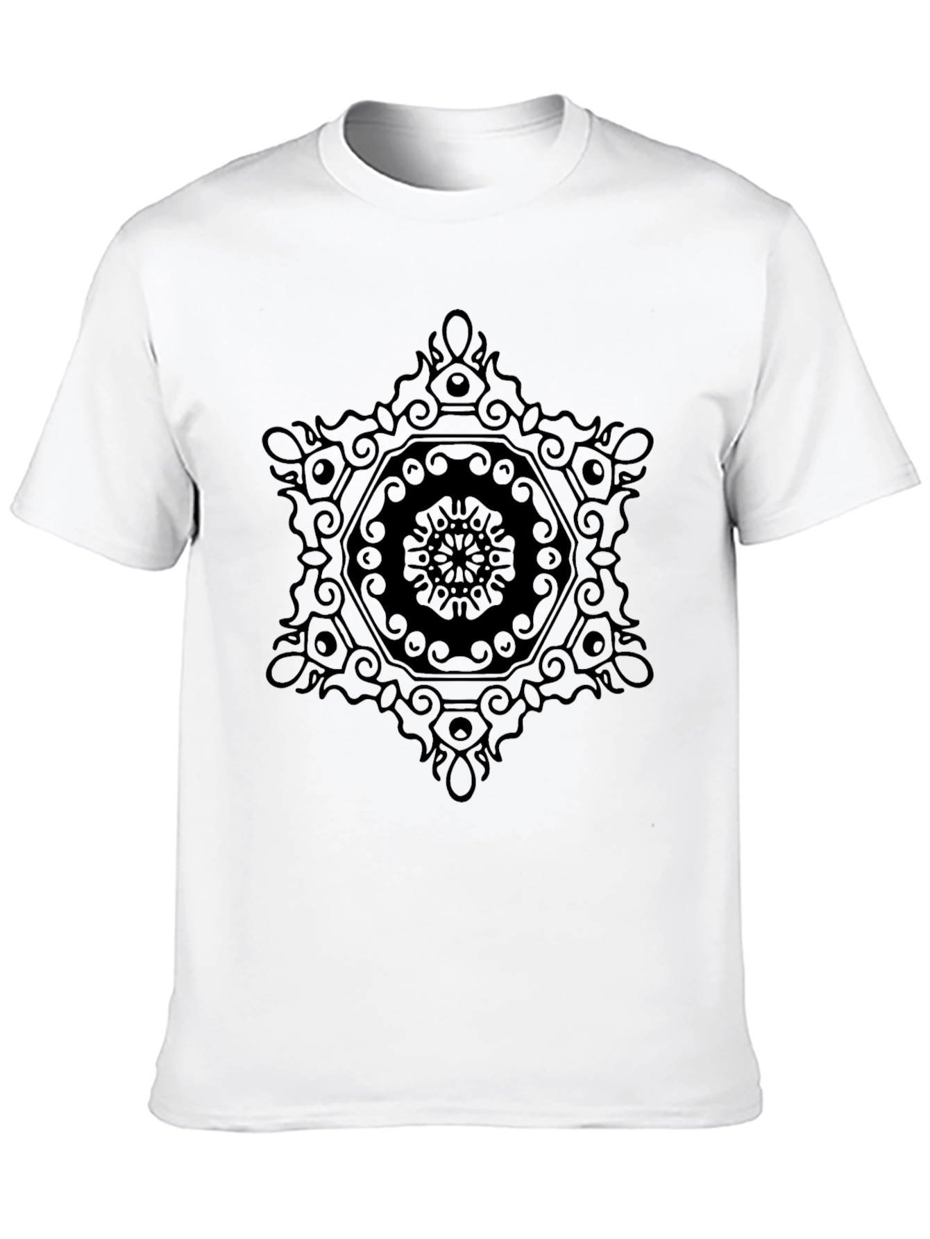 Geometric Mandala Print Black T-Shirt