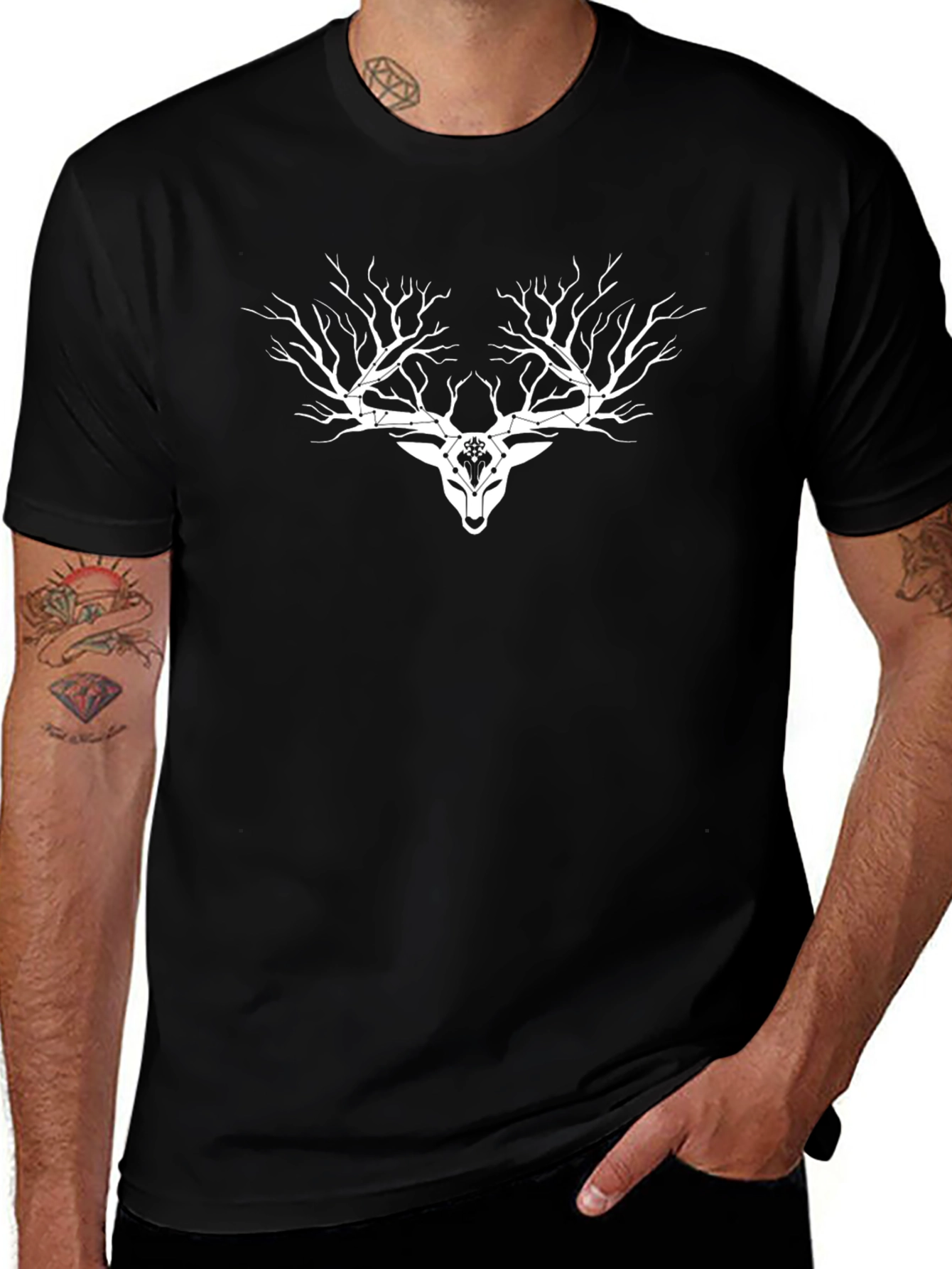 Mystic Stag Tee - Black Graphic Print T-Shirt
