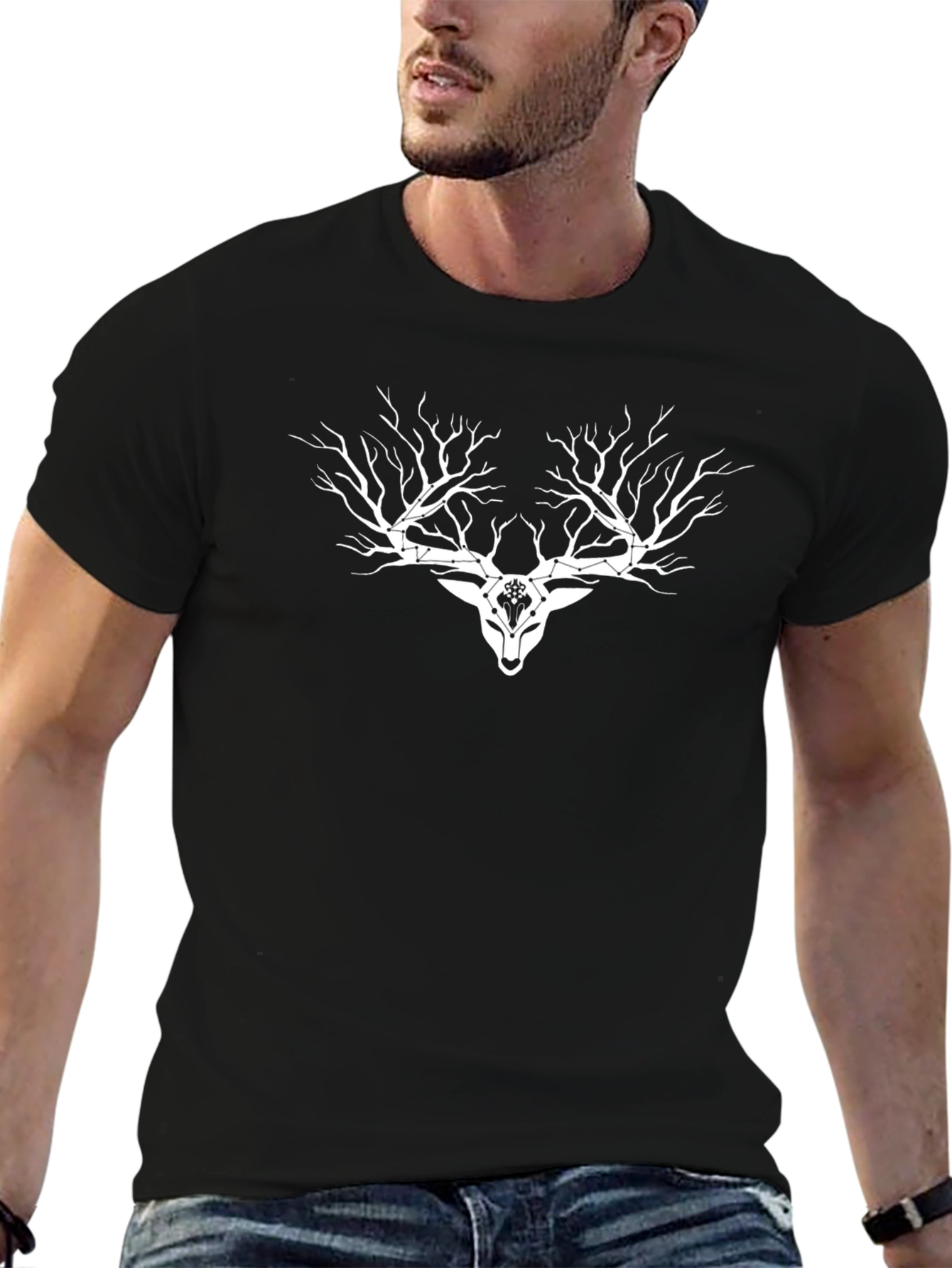 Mystic Stag Tee - Black Graphic Print T-Shirt