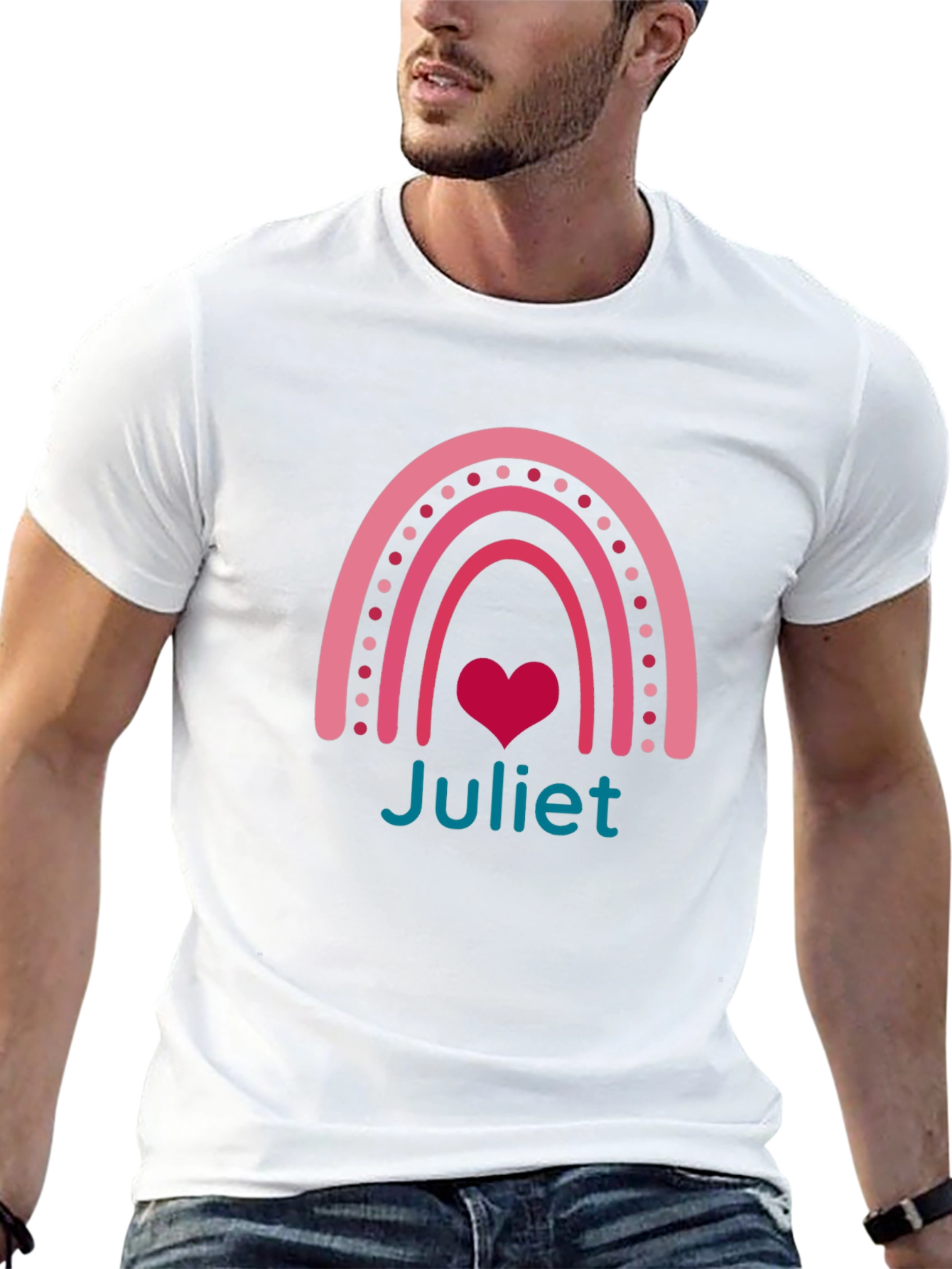 Juliet Rainbow Heart Tee - Personalized Gift
