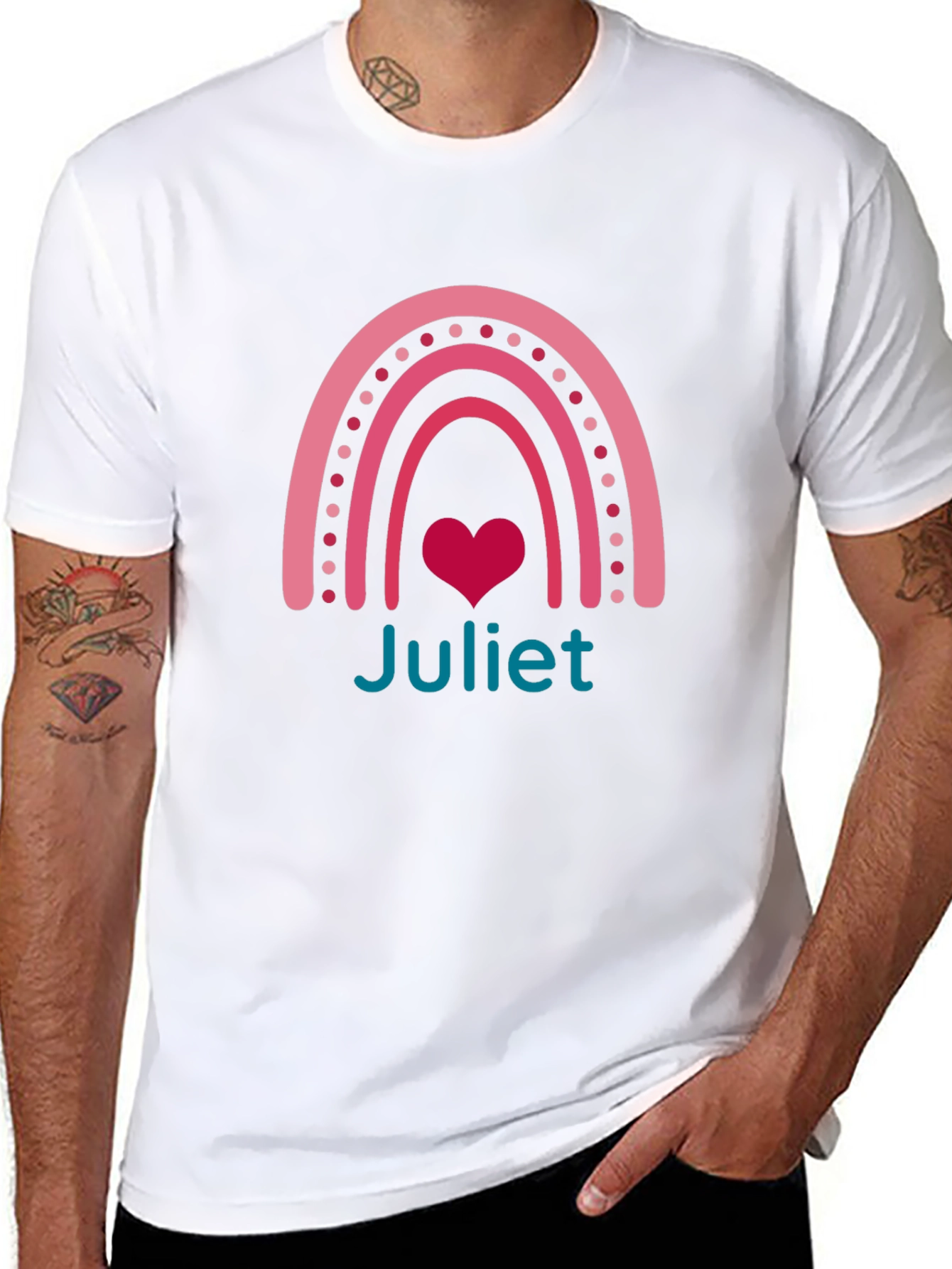 Juliet Rainbow Heart Tee - Personalized Gift