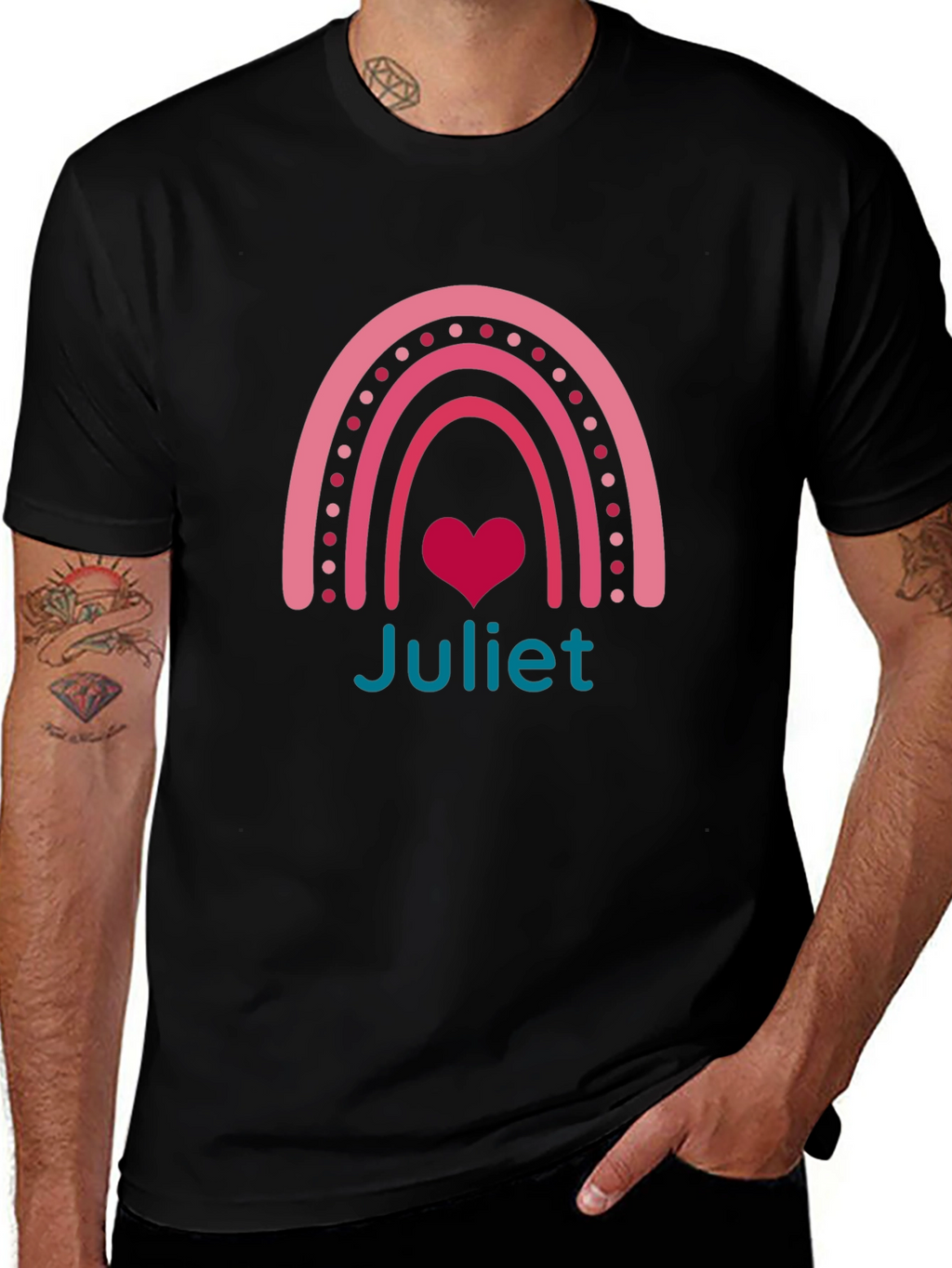 Juliet Rainbow Heart Tee - Personalized Gift