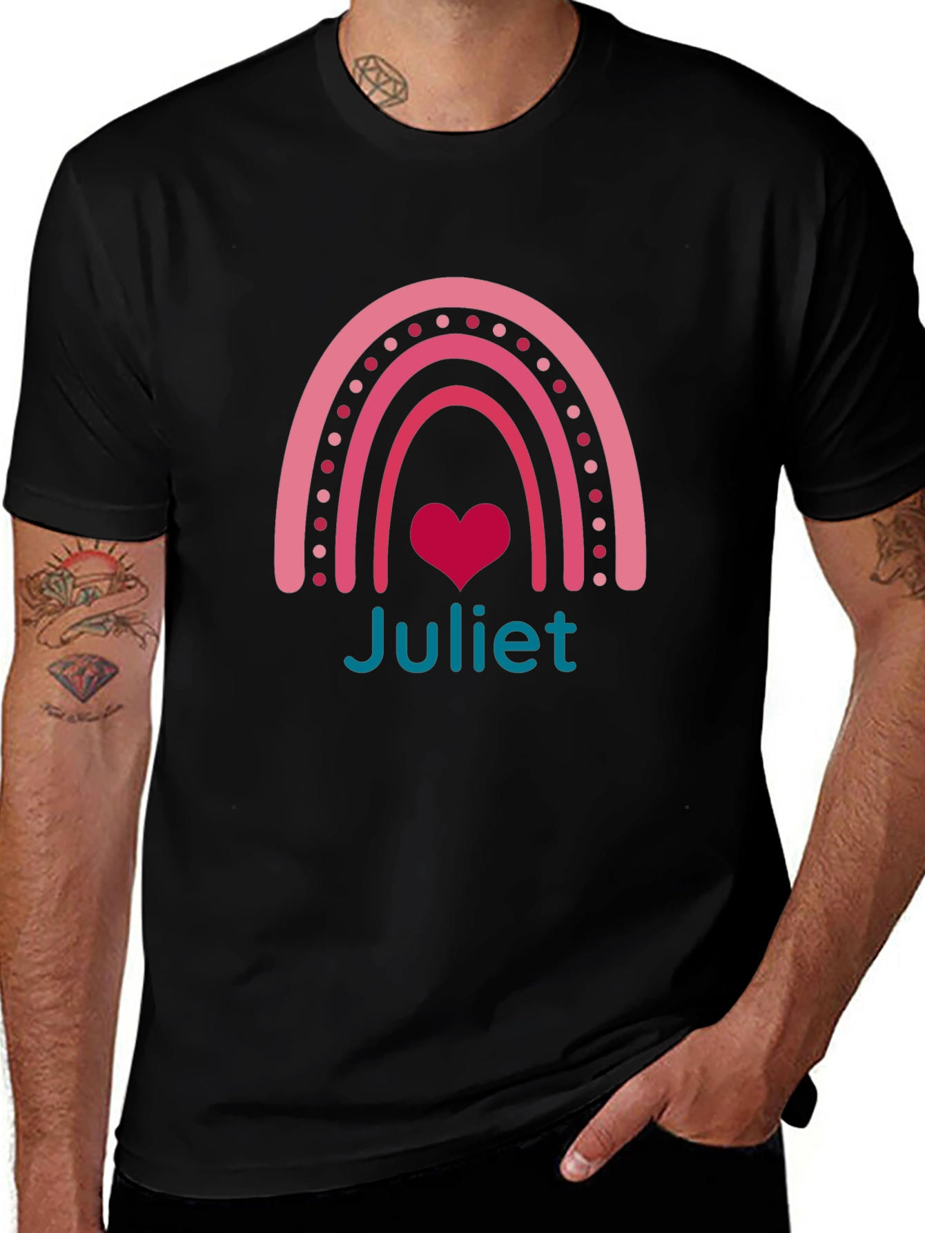 Juliet Rainbow Heart Tee - Personalized Gift