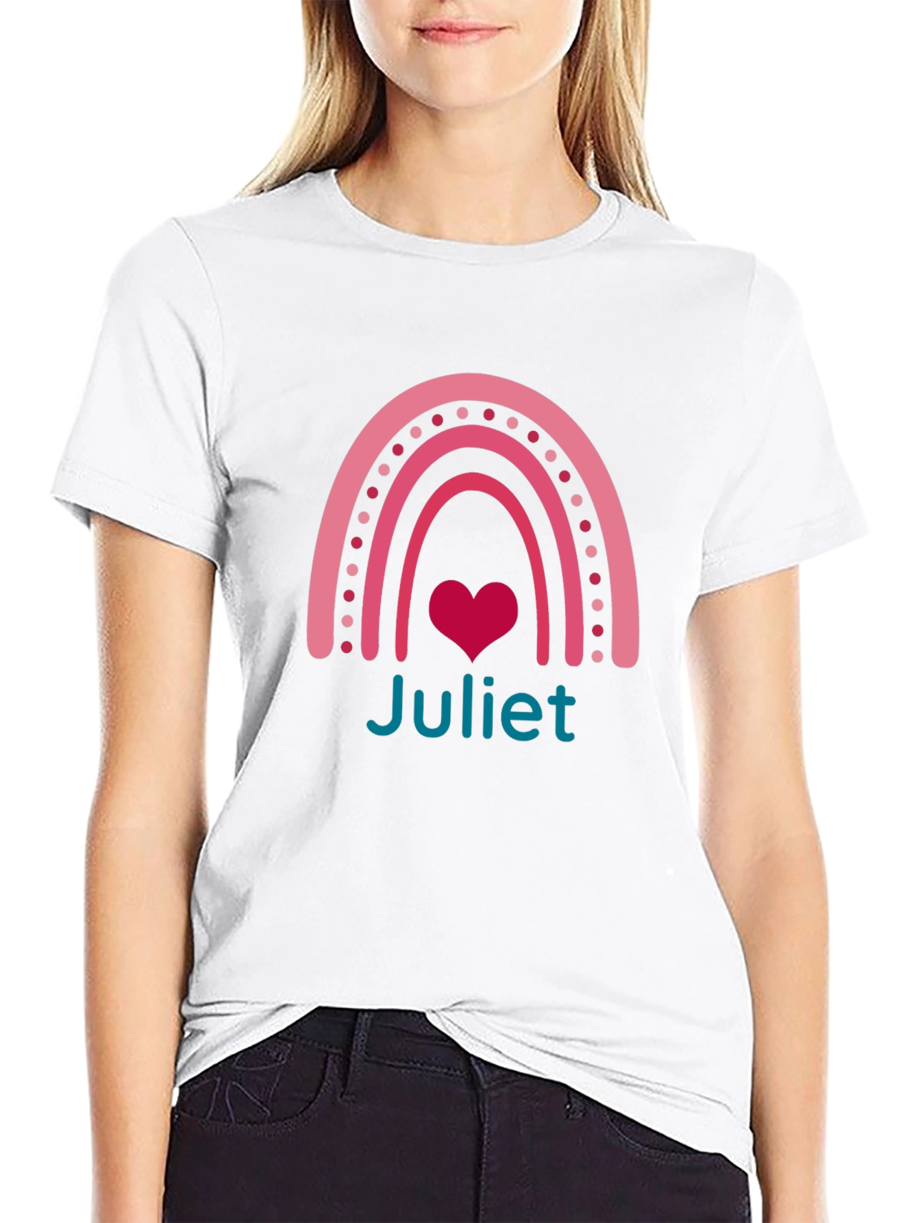 Juliet Rainbow Heart Tee - Personalized Gift