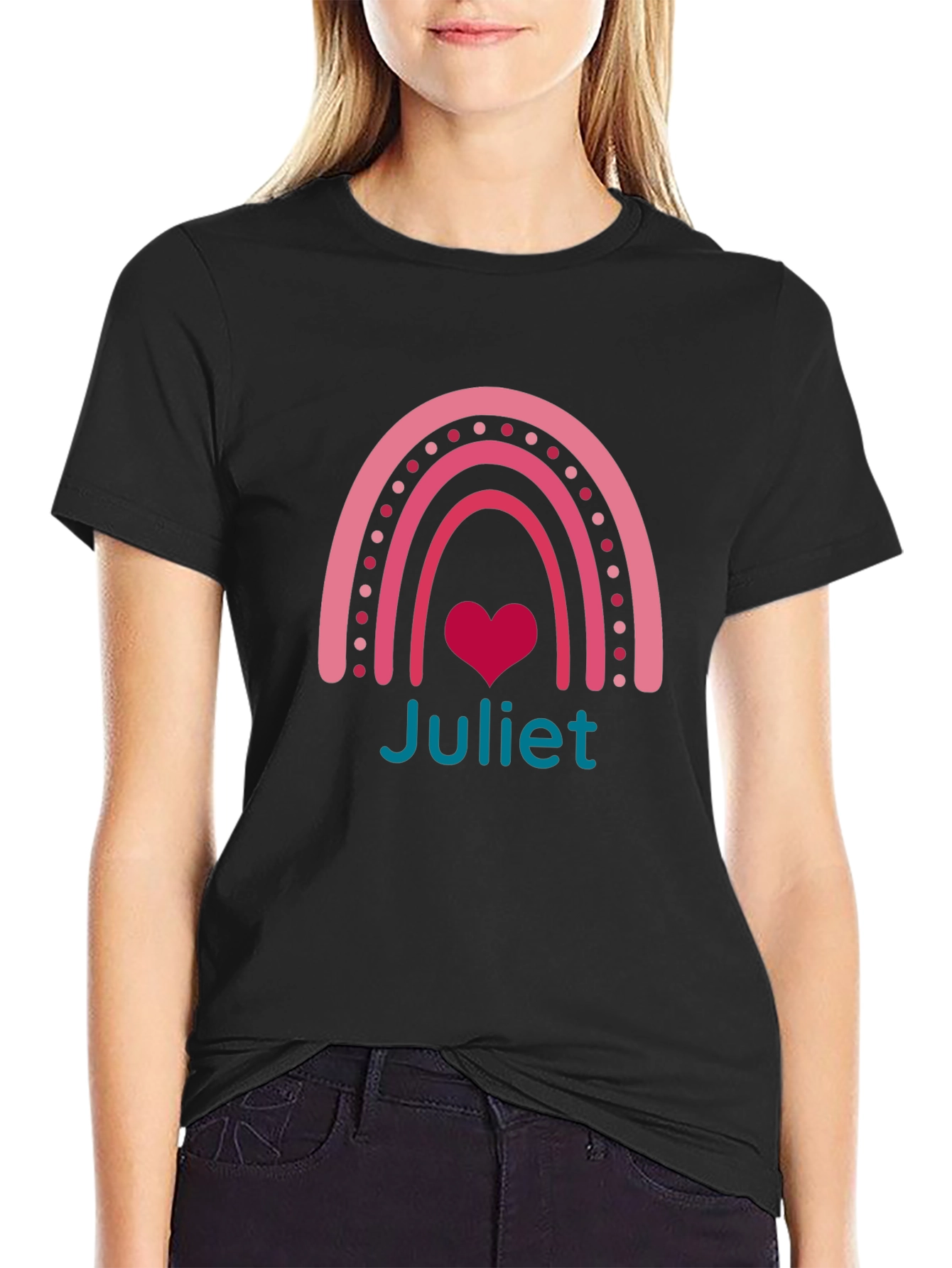 Juliet Rainbow Heart Tee - Personalized Gift