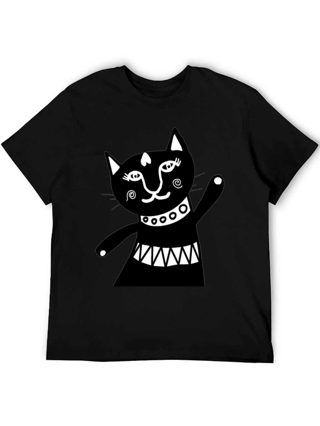 Black Cat Graphic Tee - Whimsical Design