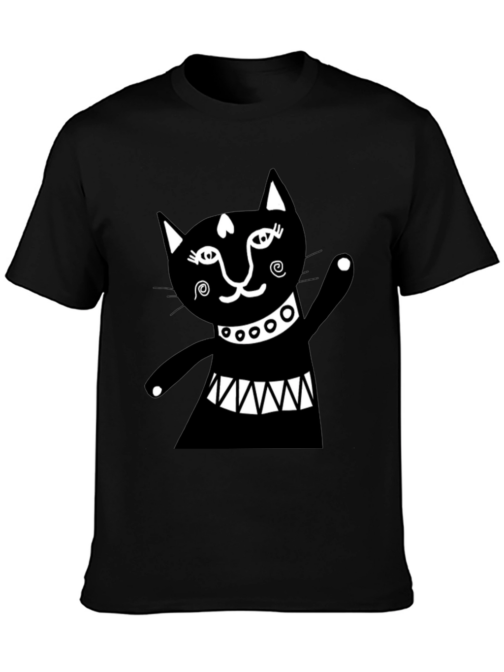 Black Cat Graphic Tee - Whimsical Design