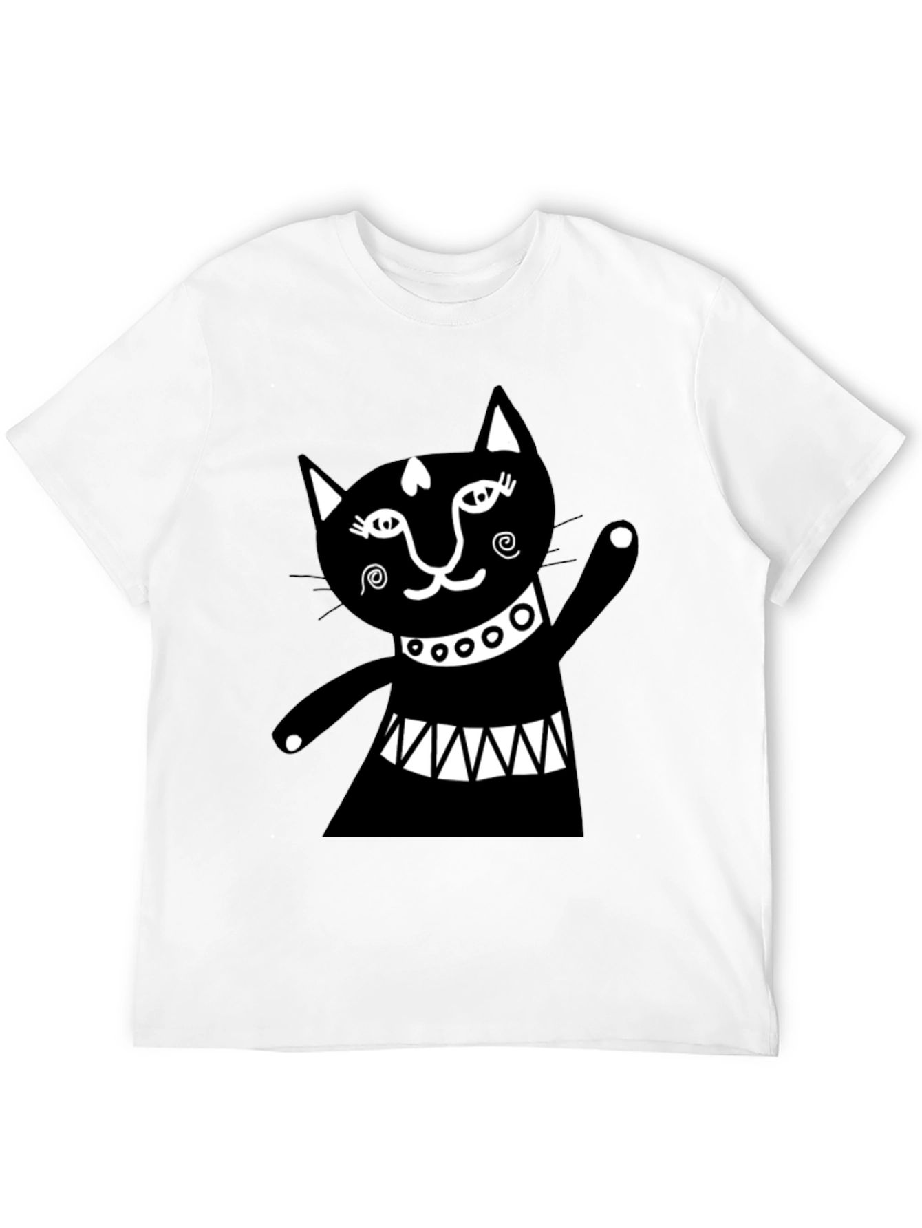 Black Cat Graphic Tee - Whimsical Design