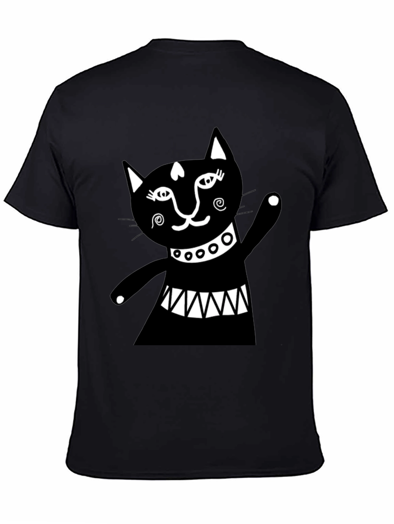 Black Cat Graphic Tee - Whimsical Design