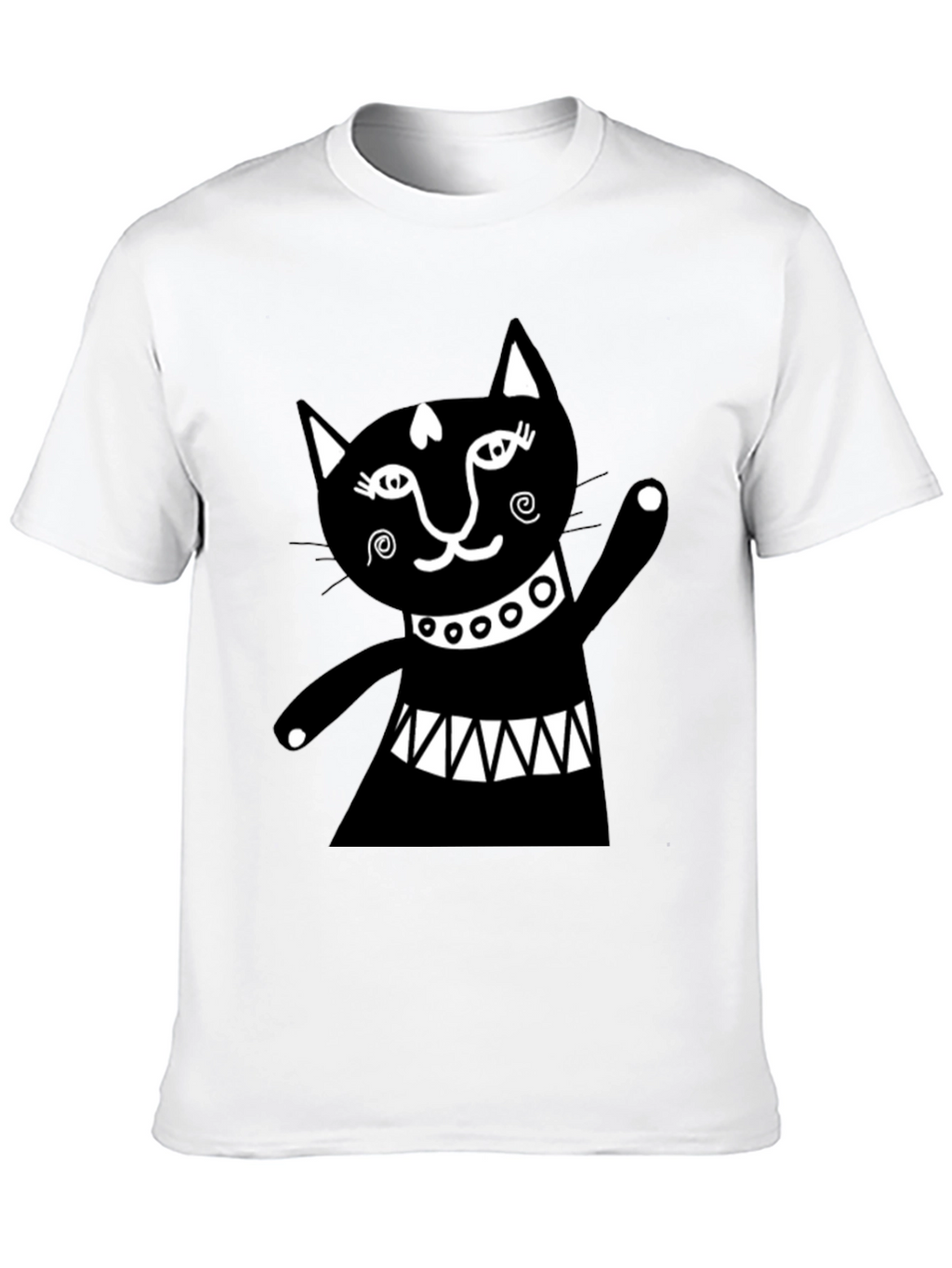 Black Cat Graphic Tee - Whimsical Design