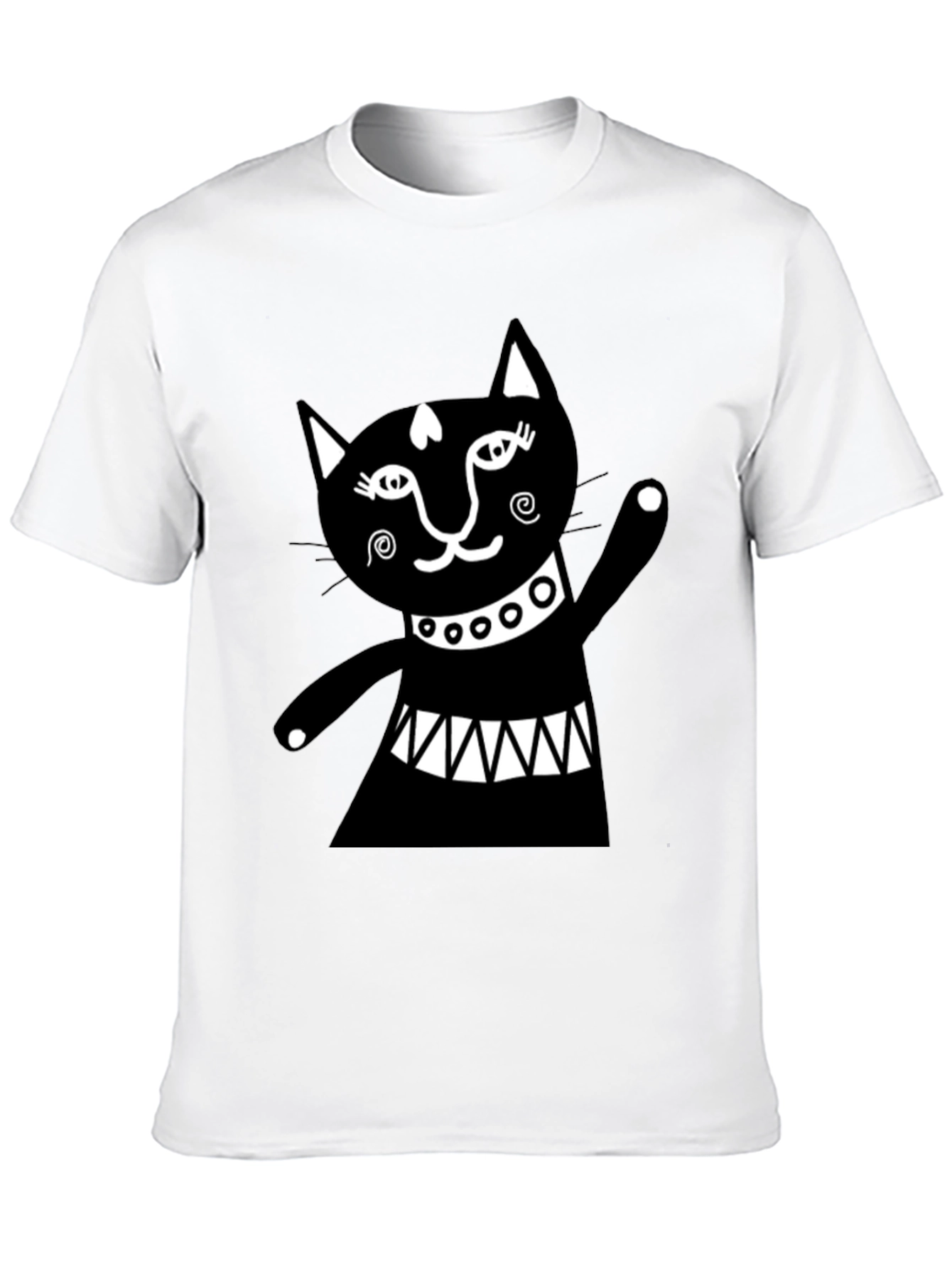 Black Cat Graphic Tee - Whimsical Design